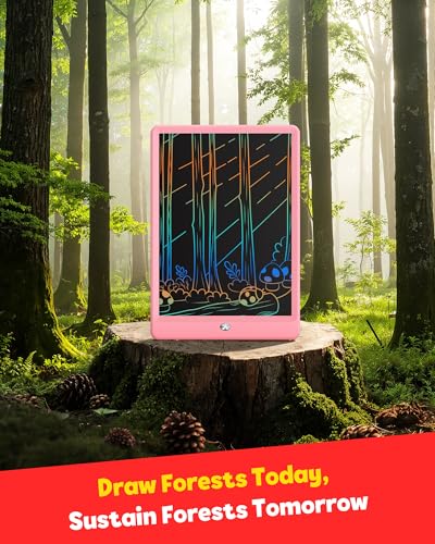 TEKFUN 10-Inch LCD Writing Tablet for Kids – Mess-Free Pink Doodle Board