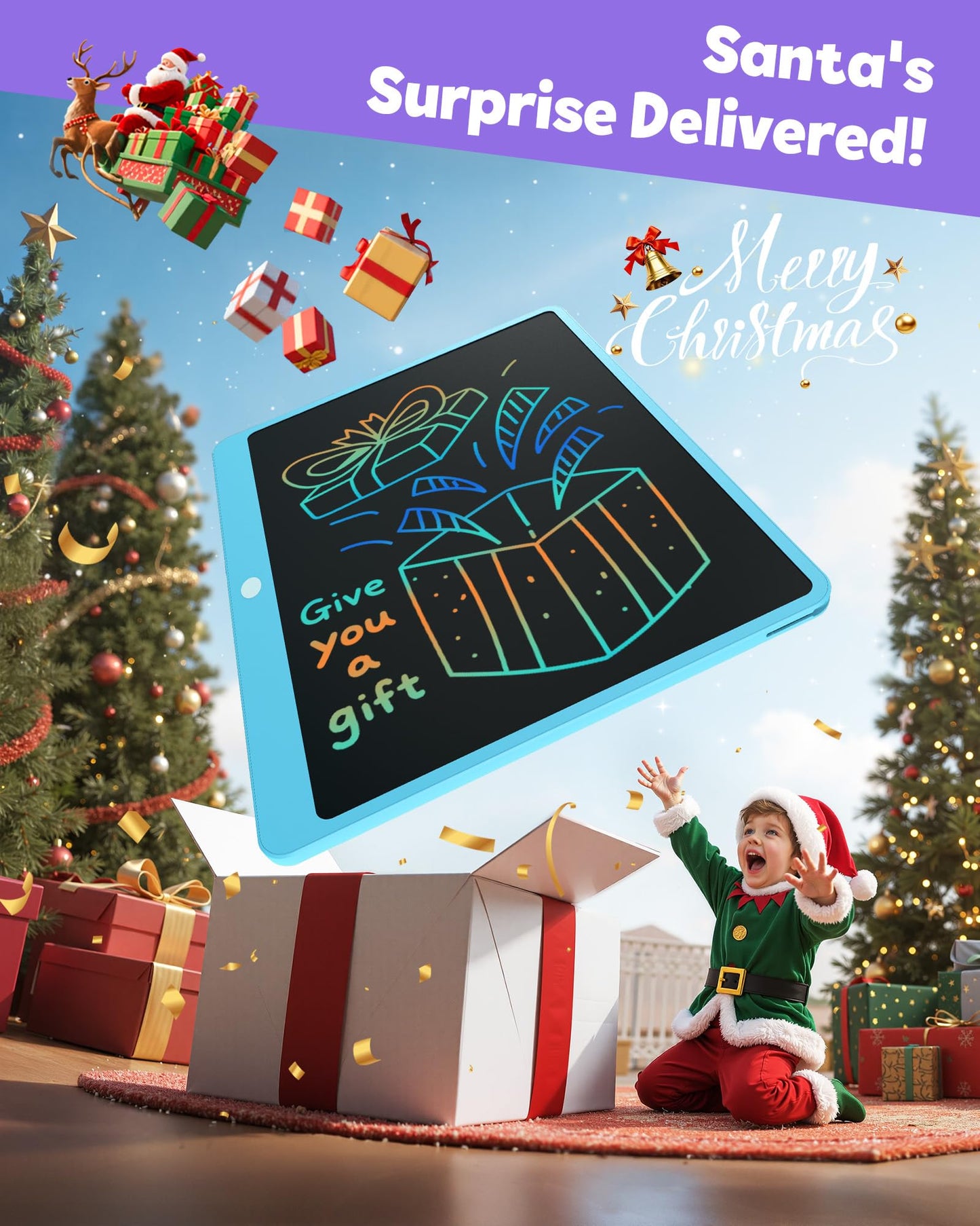 TEKFUN 16-Inch LCD Writing Tablet – Large Colorful Doodle Board for Kids & Teens (Blue)
