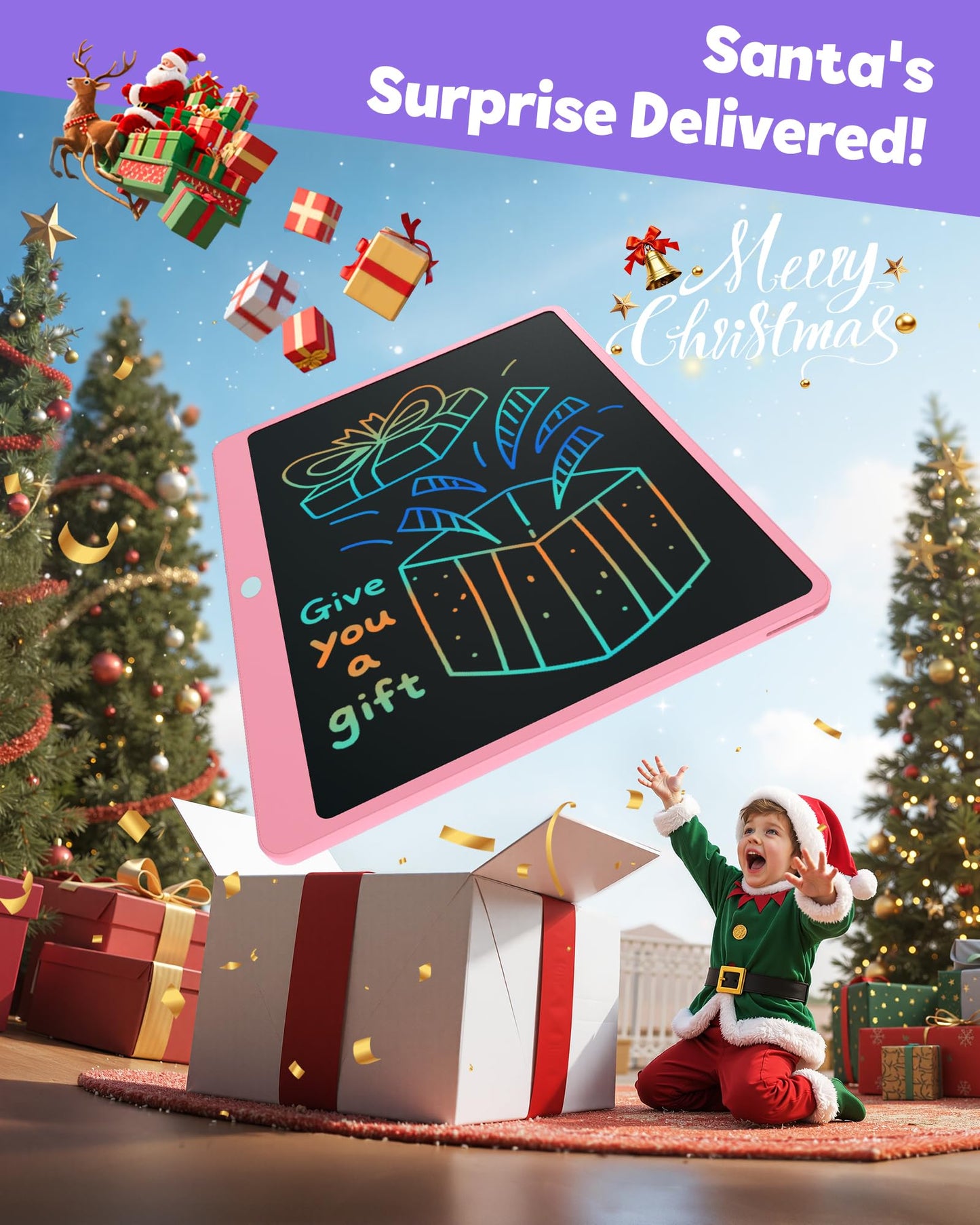 TEKFUN 16-Inch LCD Writing Tablet – Pink Doodle Board for Kids & Adults