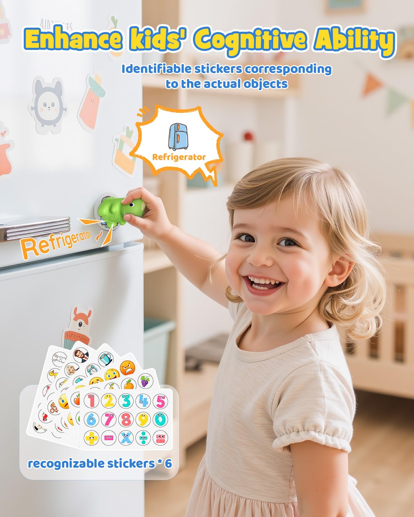 TEKFUN Interactive Dinosaur Talking Pen with Phonics Flash Cards – Montessori Reading Toy for Kids Aged 2-6