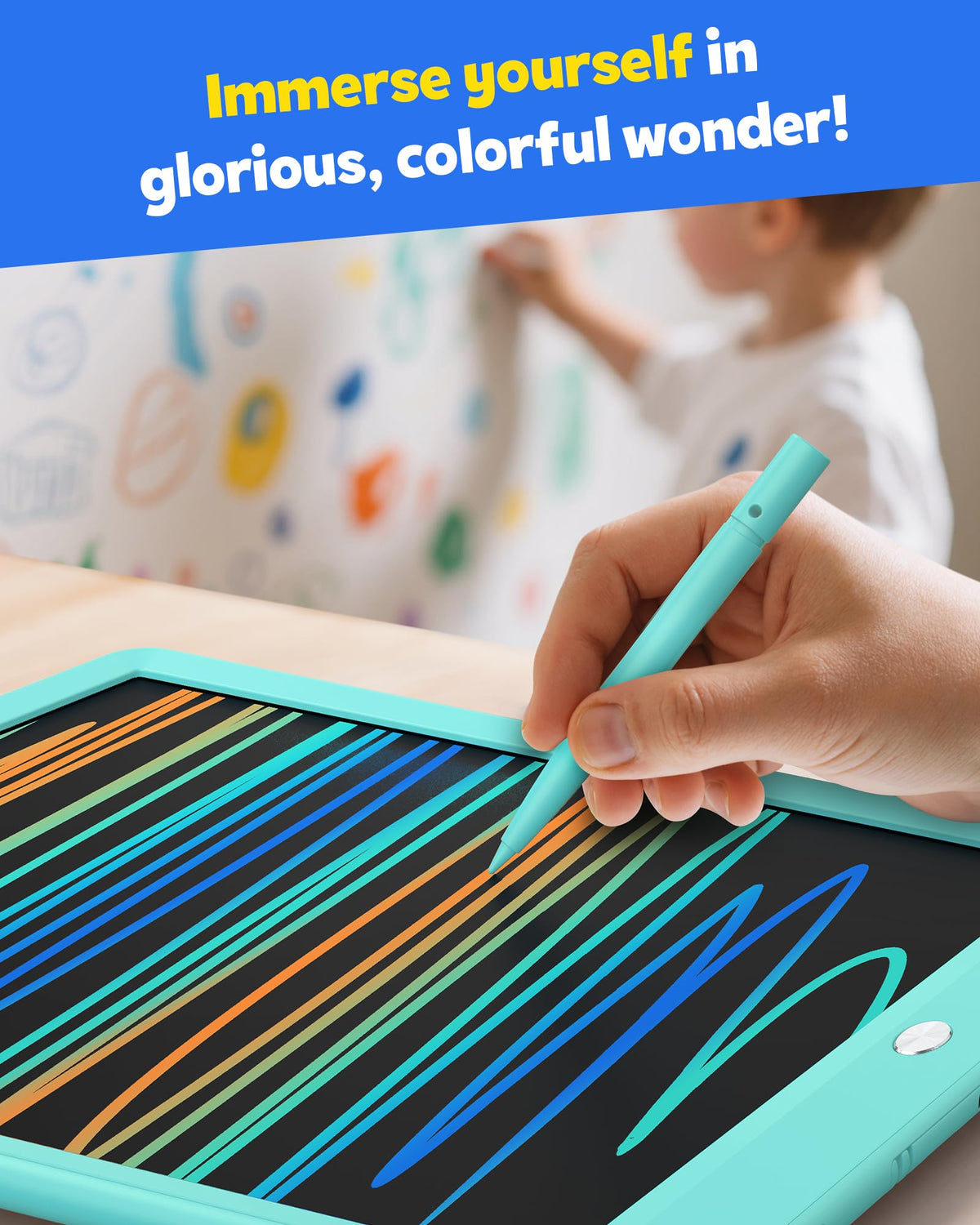 TEKFUN Kids 10-Inch LCD Writing Tablet – Mess-Free Doodle Board for Ages 3-10 (Green)