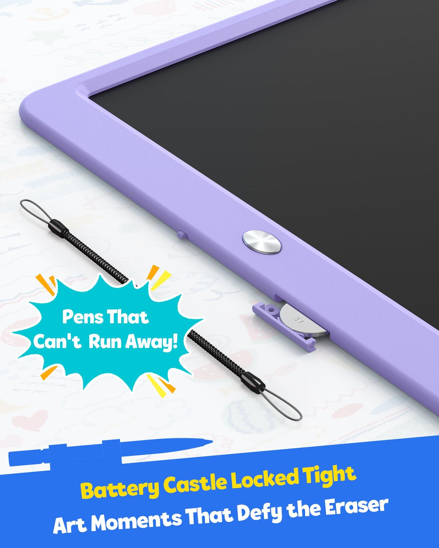 TEKFUN 12-Inch LCD Writing Tablet – Colorful Doodle Board for Travel (Purple)