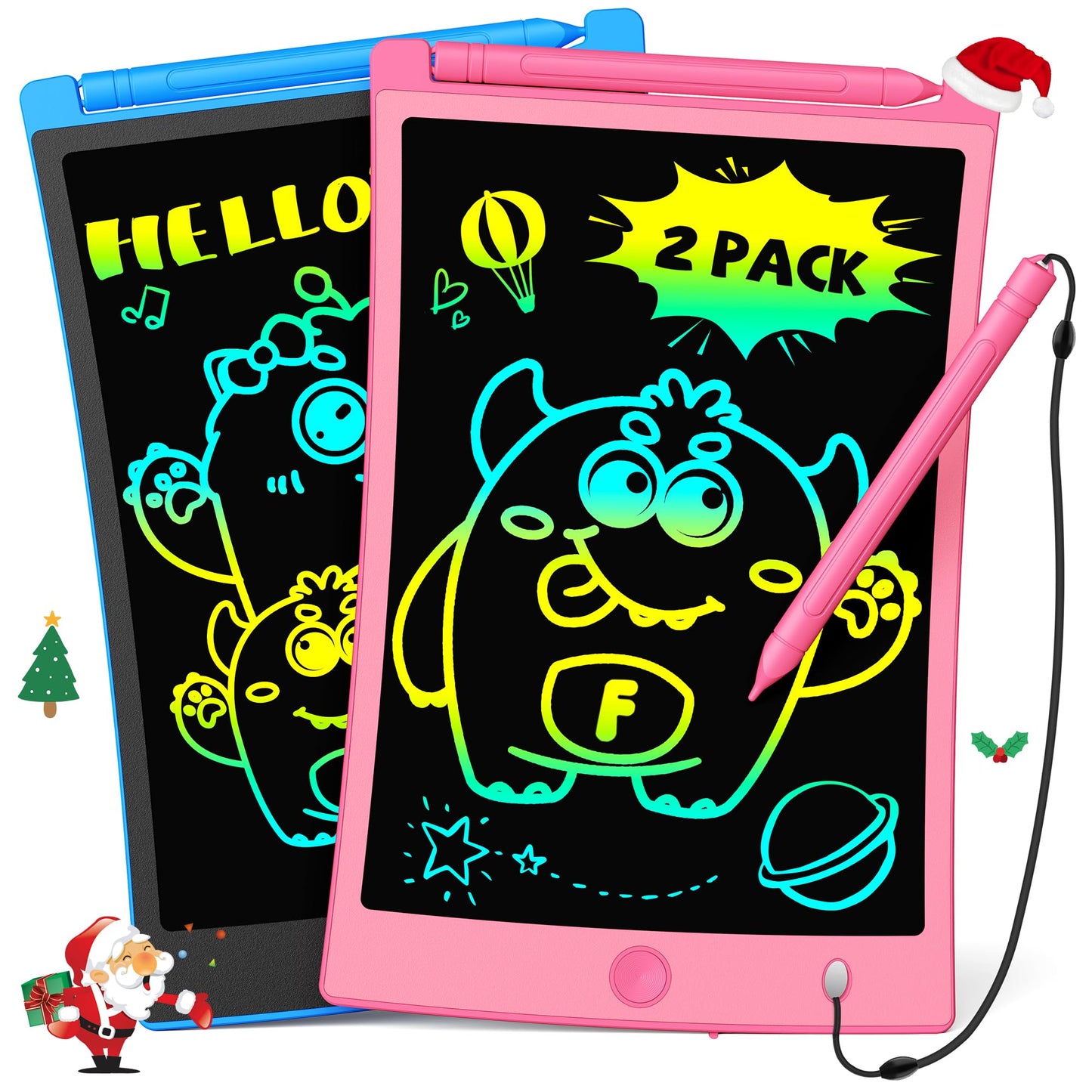 TEKFUN Kids LCD Writing Tablet 8.5in – 2 Pack Doodle Boards for Car Travel & Learning