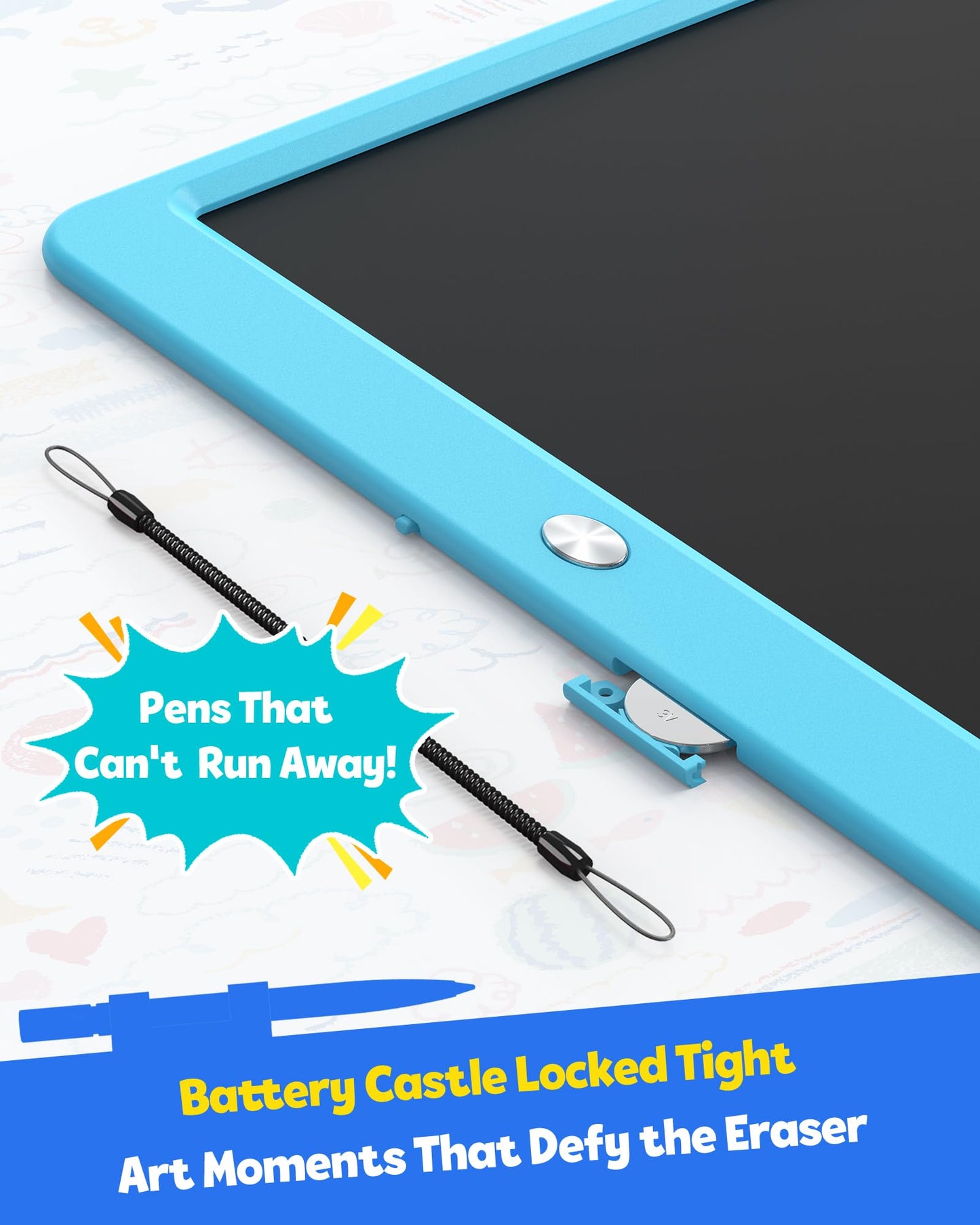 TEKFUN 12-Inch LCD Writing Tablet for Kids — Mess-Free Doodle Board (Blue)