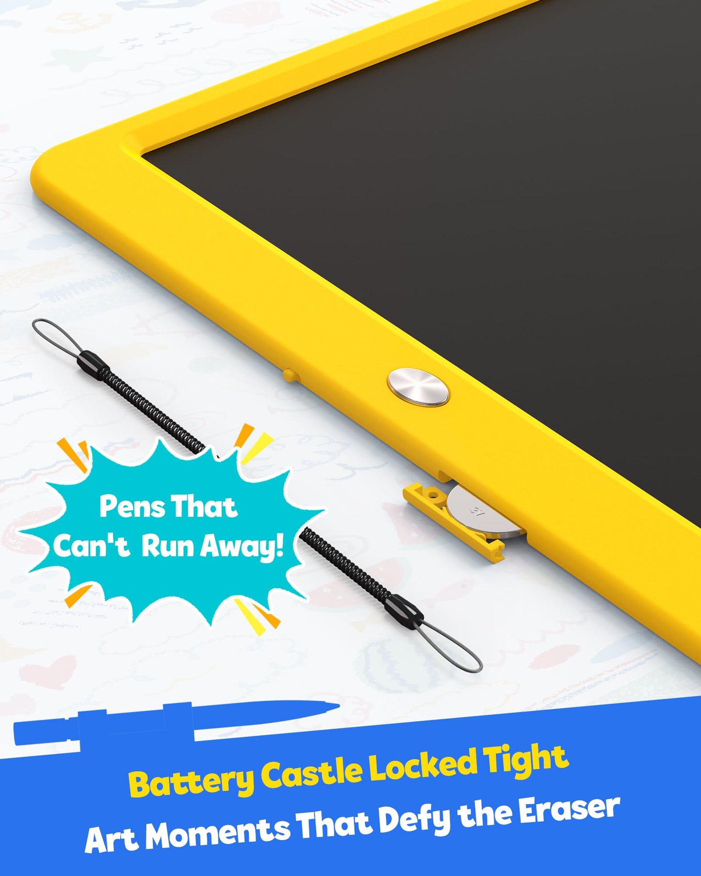 TEKFUN 12-Inch LCD Writing Tablet – Doodle Board for Kids (Yellow)