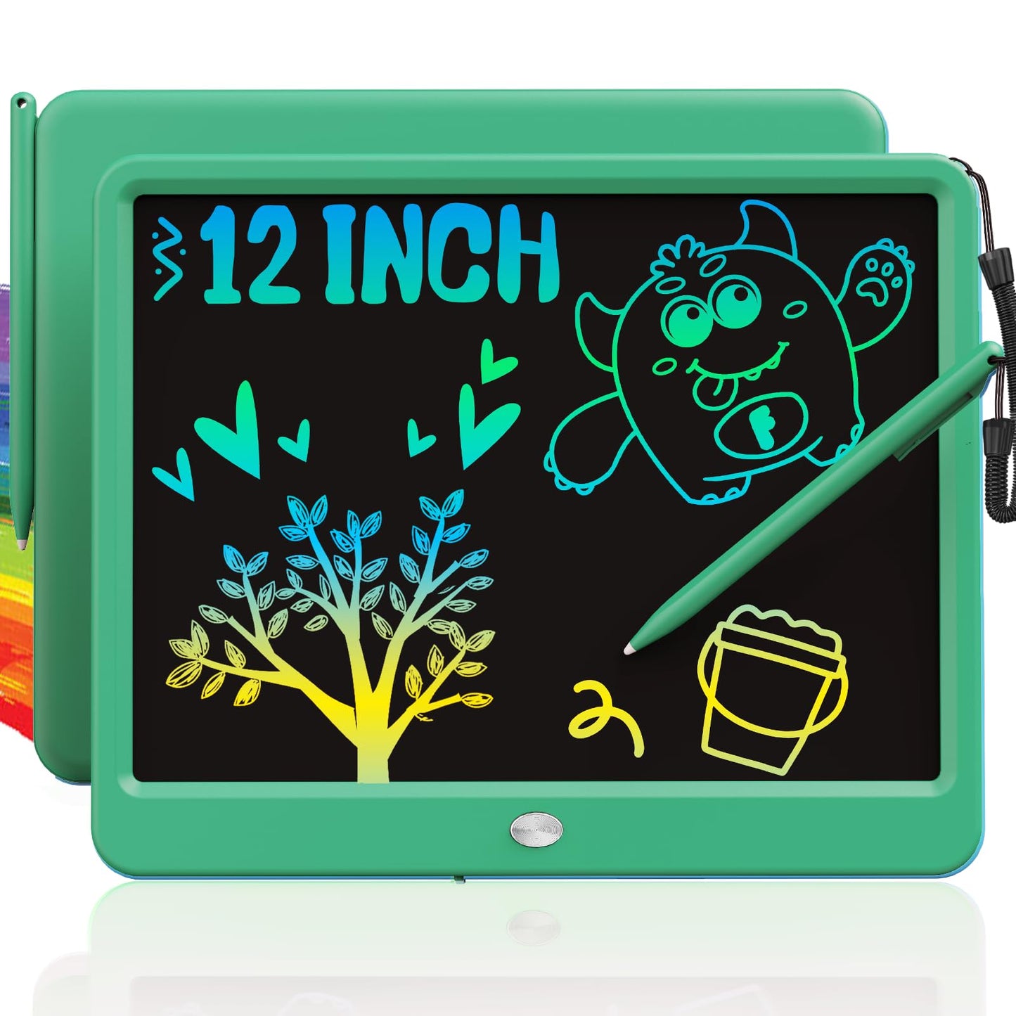 TEKFUN 12-Inch LCD Writing Tablet – Green Doodle Board for Kids and Adults