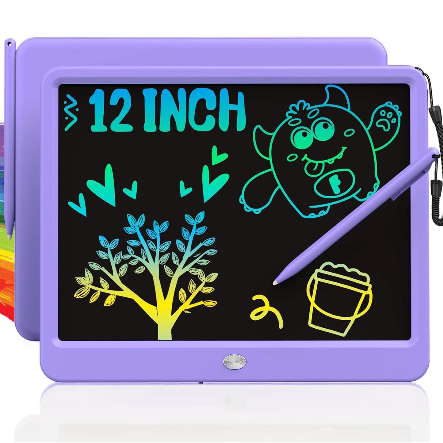 TEKFUN 12-Inch LCD Writing Tablet – Colorful Doodle Board for Travel (Purple)