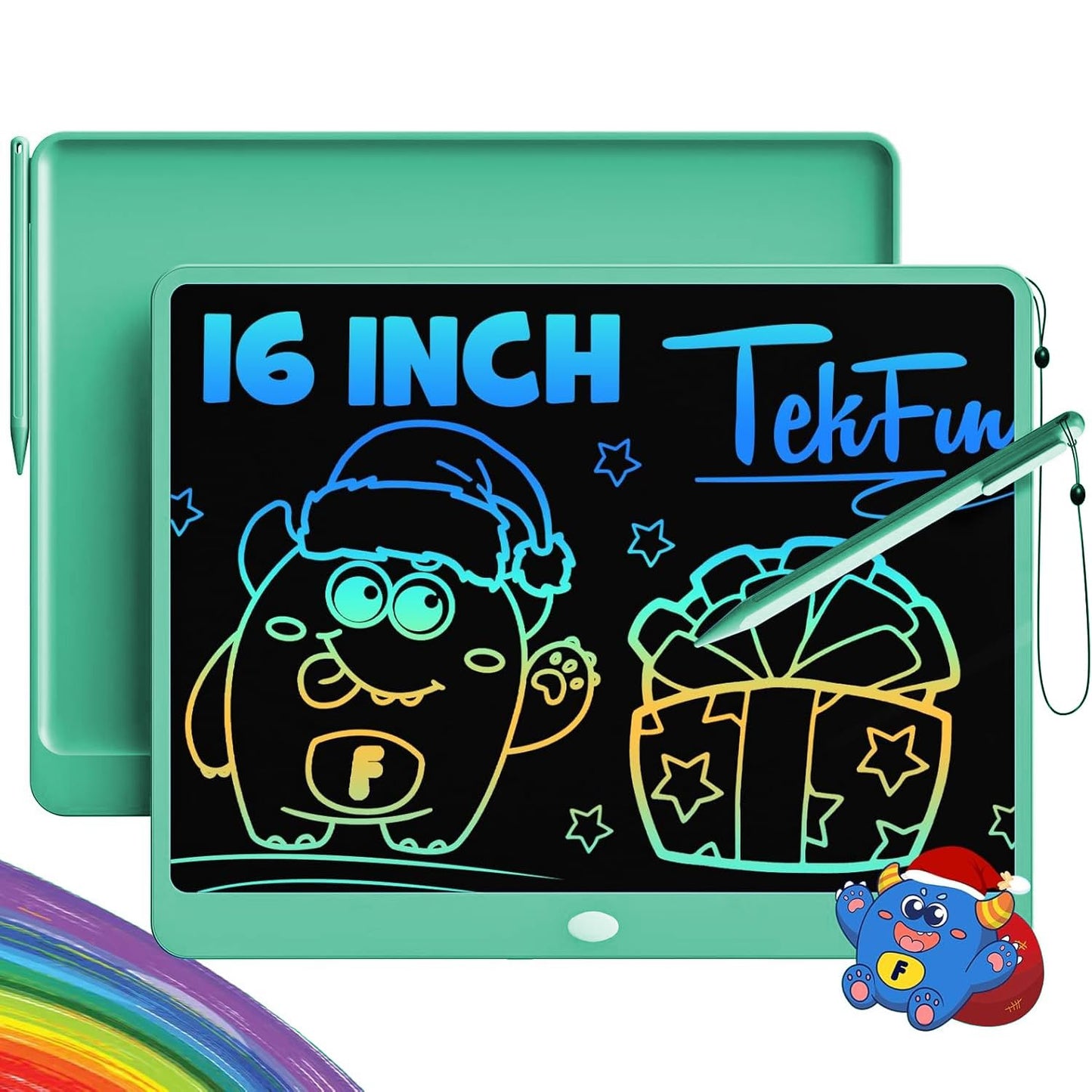 TEKFUN 16-Inch LCD Writing Tablet – Large Colorful Doodle Board for Adults & Kids (Green)