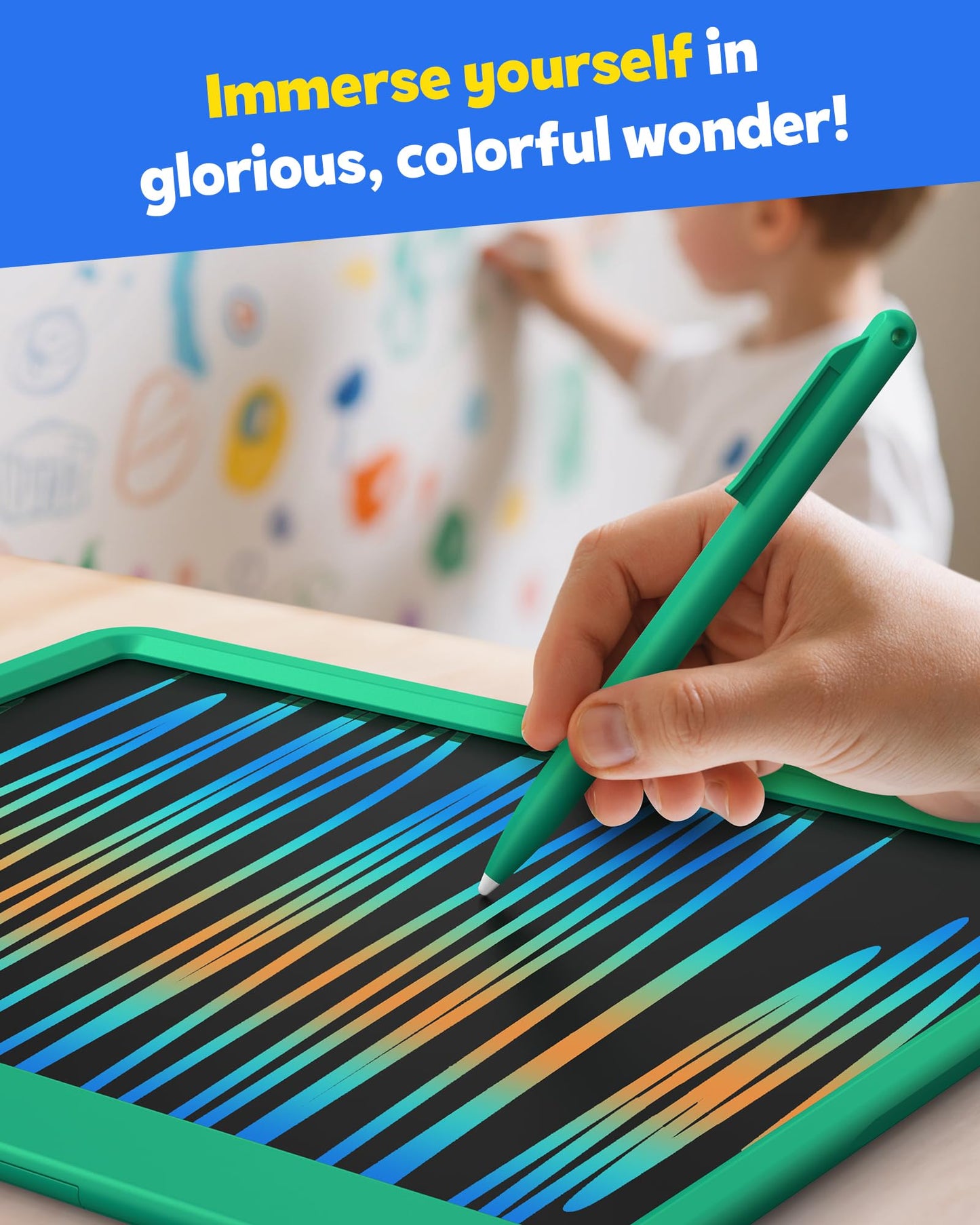 TEKFUN 12-Inch LCD Writing Tablet – Green Doodle Board for Kids and Adults