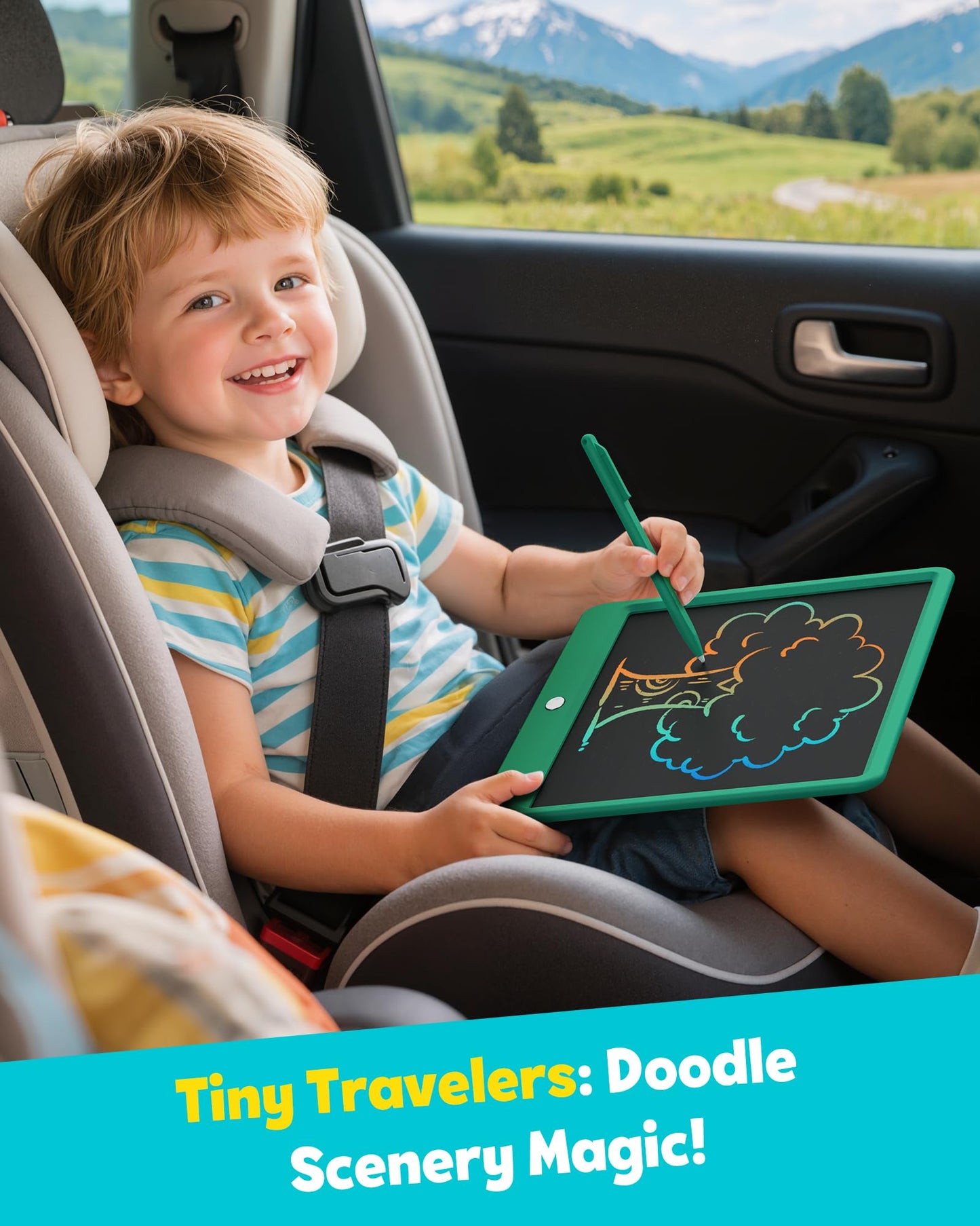 TEKFUN 12-Inch LCD Writing Tablet – Green Doodle Board for Kids and Adults