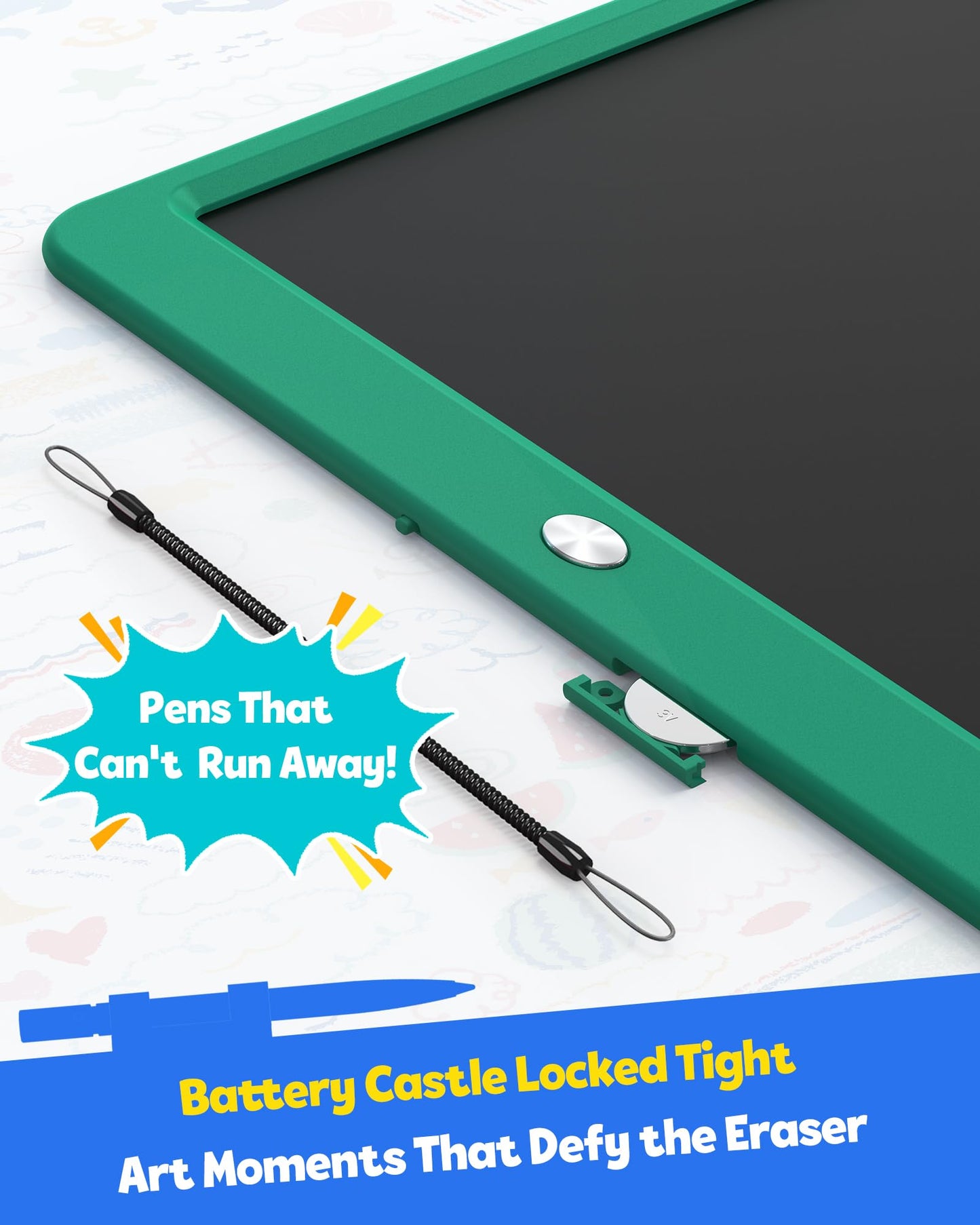 TEKFUN 12-Inch LCD Writing Tablet – Green Doodle Board for Kids and Adults