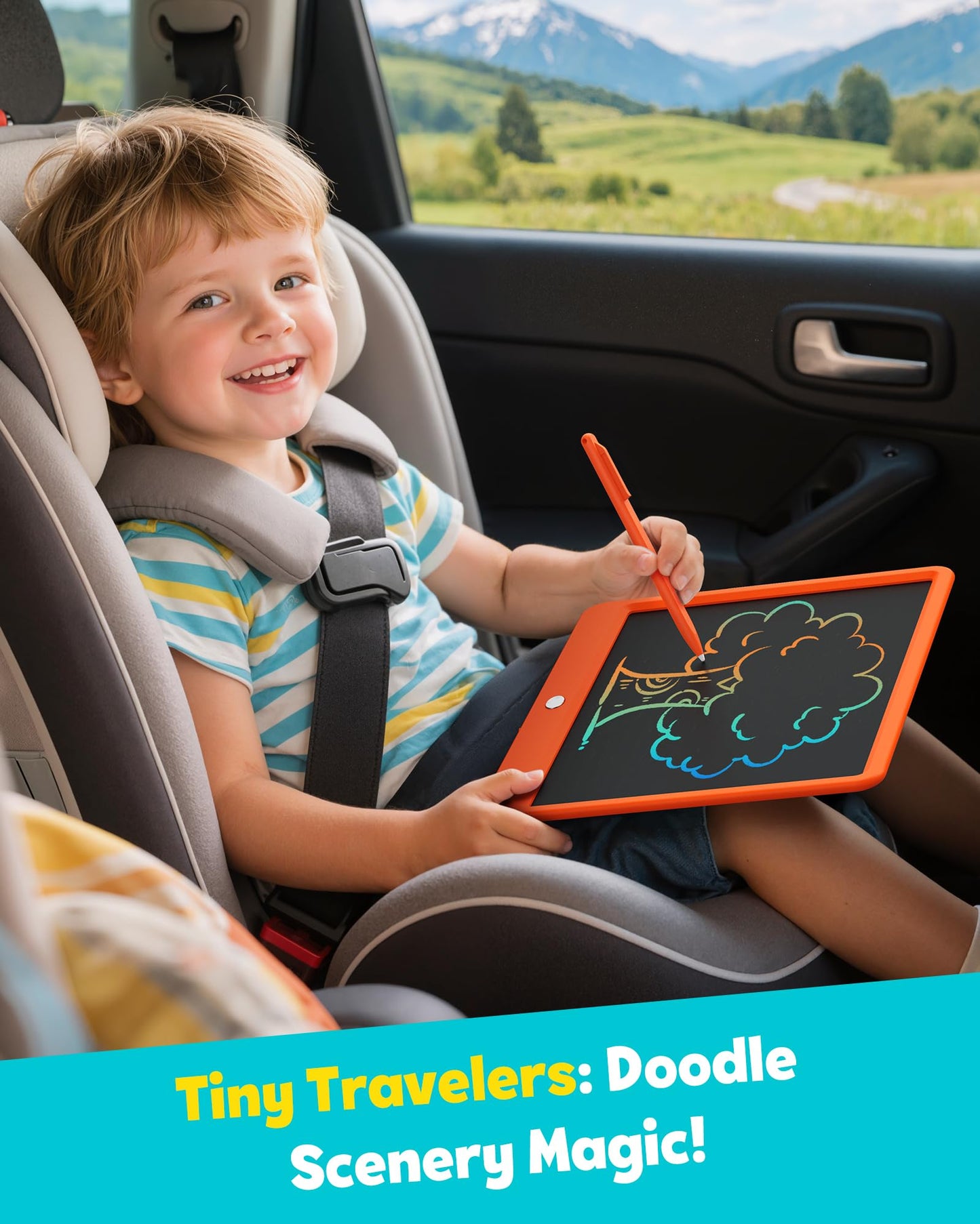 TEKFUN 12-Inch LCD Writing Tablet Doodle Board | Colorful Drawing Pad for Kids | Travel Essentials