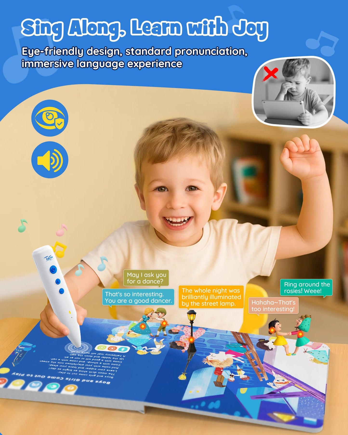TEKFUN Nursery Rhymes: Interactive Talking Pen Books for Toddlers (2–6) – Screen-Free Educational Toy