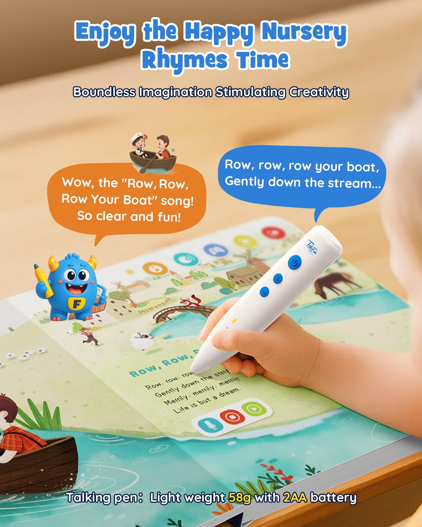 TEKFUN Nursery Rhymes: Interactive Talking Pen Books for Toddlers (2–6) – Screen-Free Educational Toy