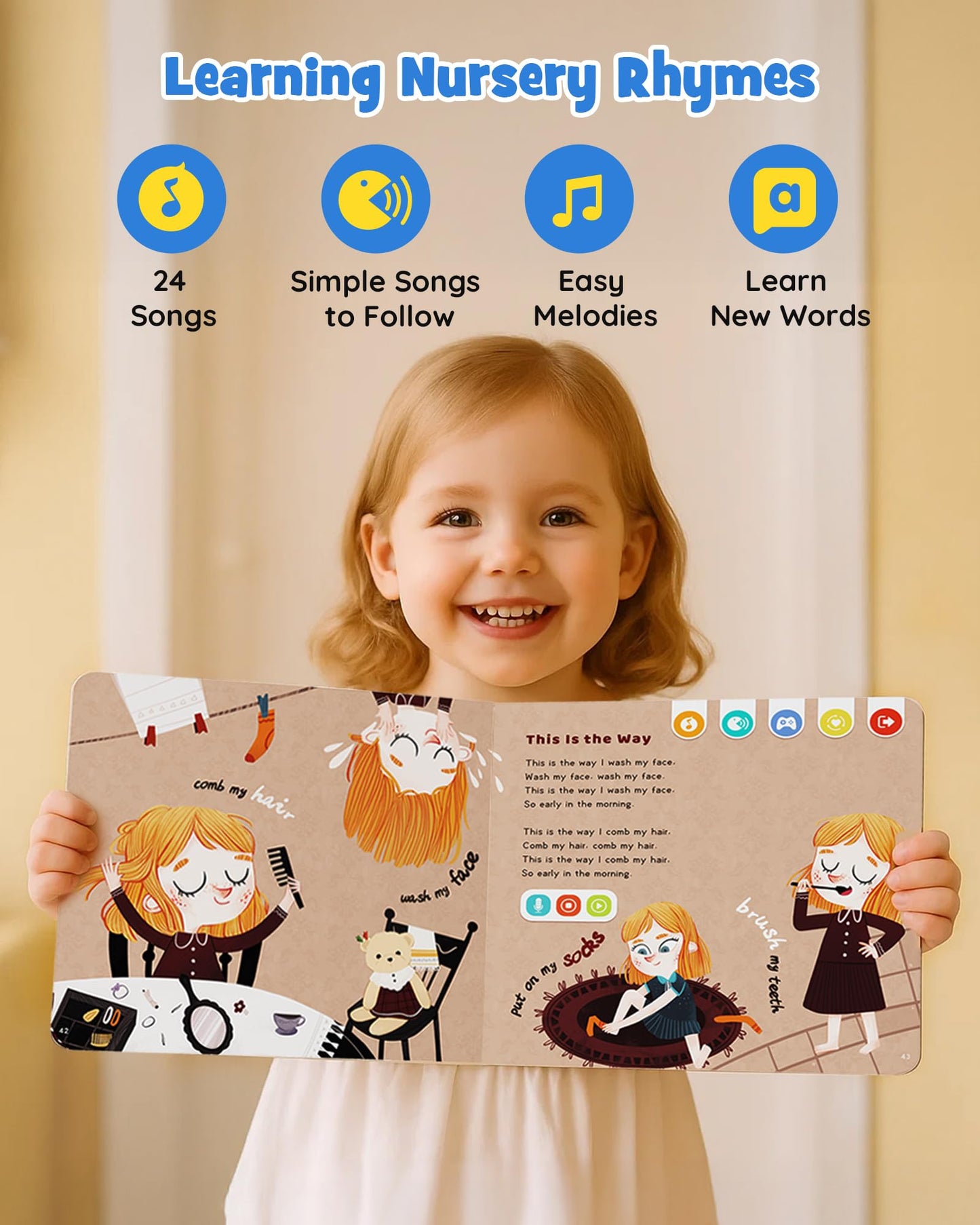 TEKFUN Nursery Rhymes: Interactive Talking Pen Books for Toddlers (2–6) – Screen-Free Educational Toy