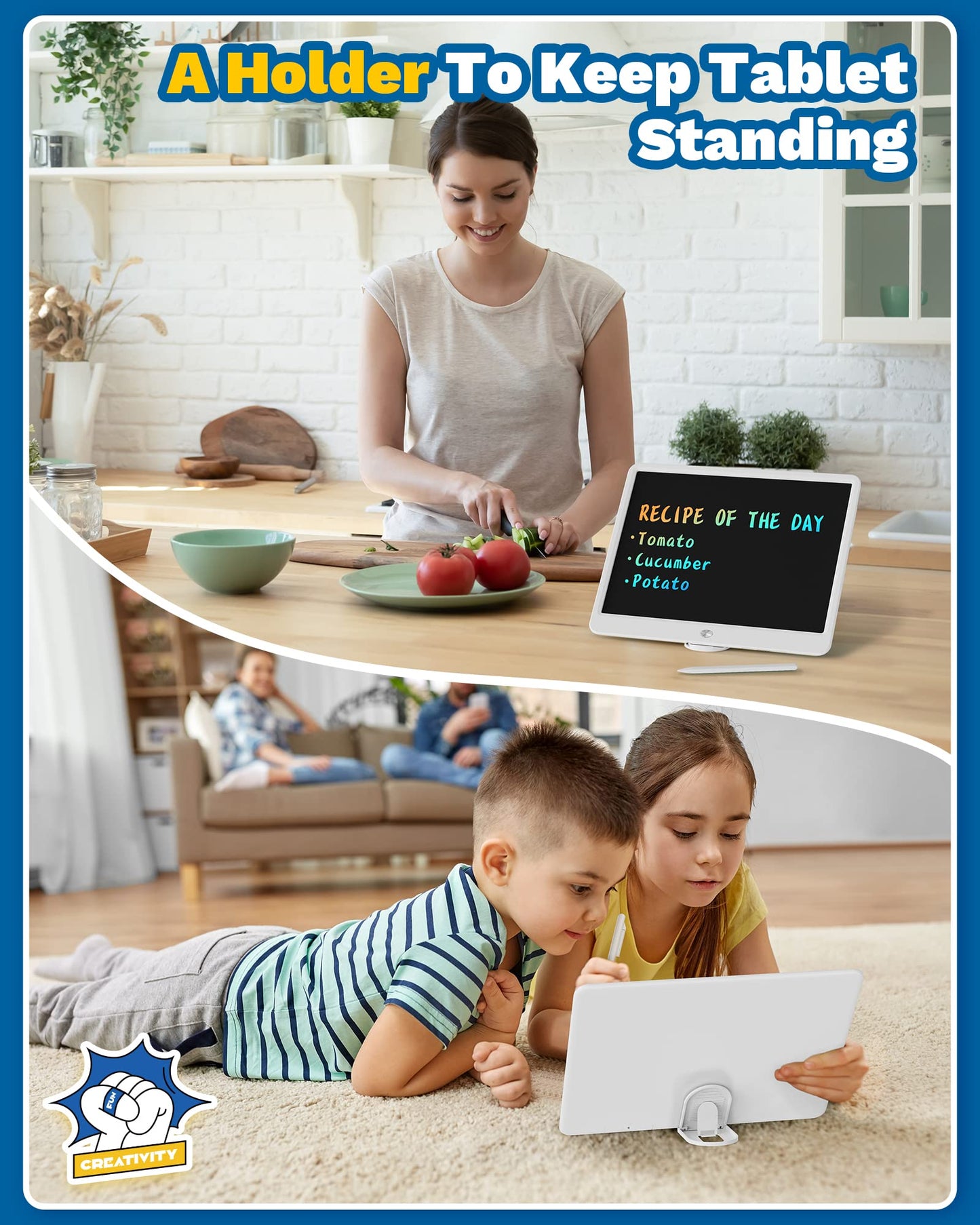 TEKFUN 15-Inch LCD Writing Tablet – Easter Gifts for Kids, Age 8+, Erasable Drawing Board