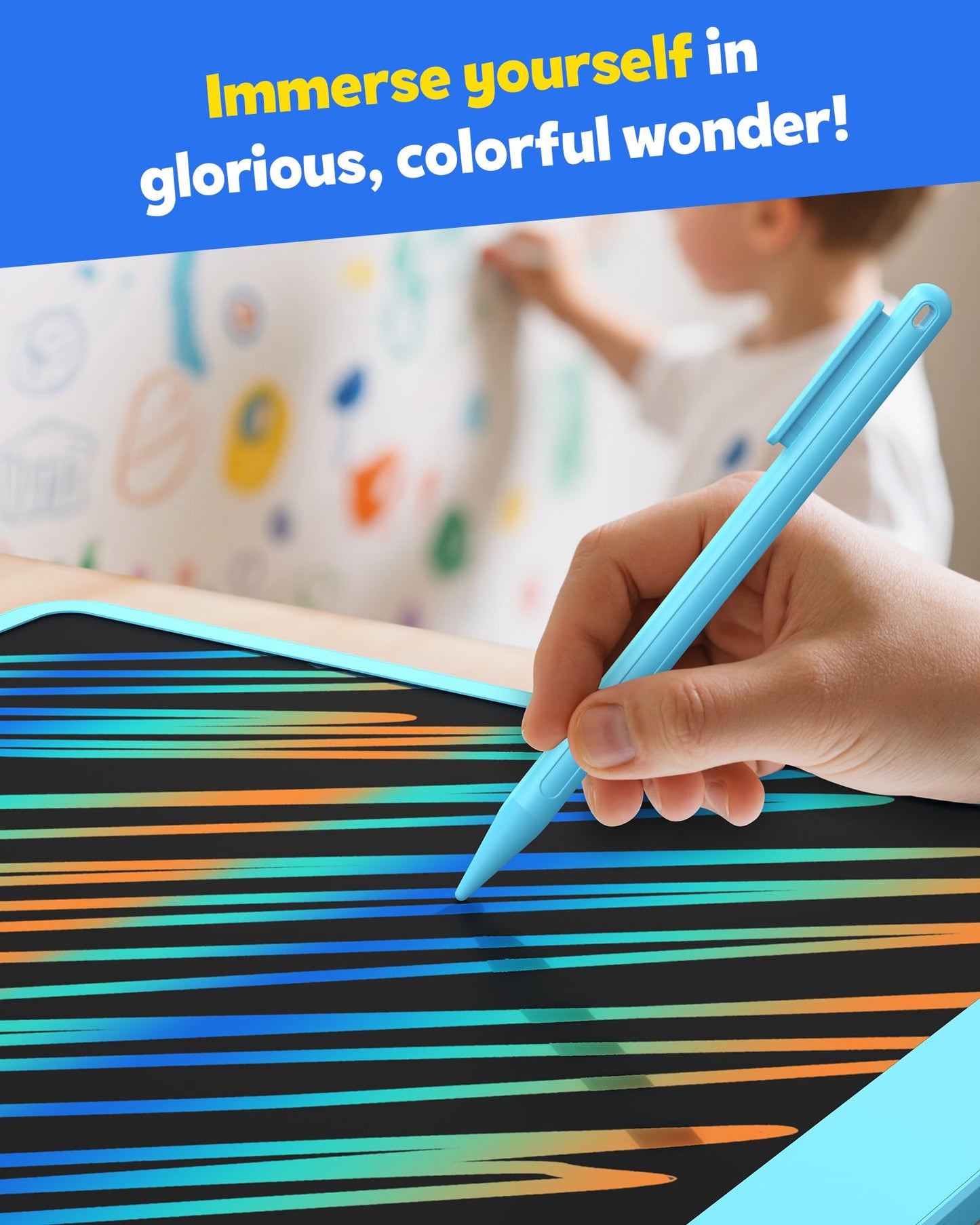 TEKFUN 16-Inch LCD Writing Tablet – Large Colorful Doodle Board for Kids & Teens (Blue)