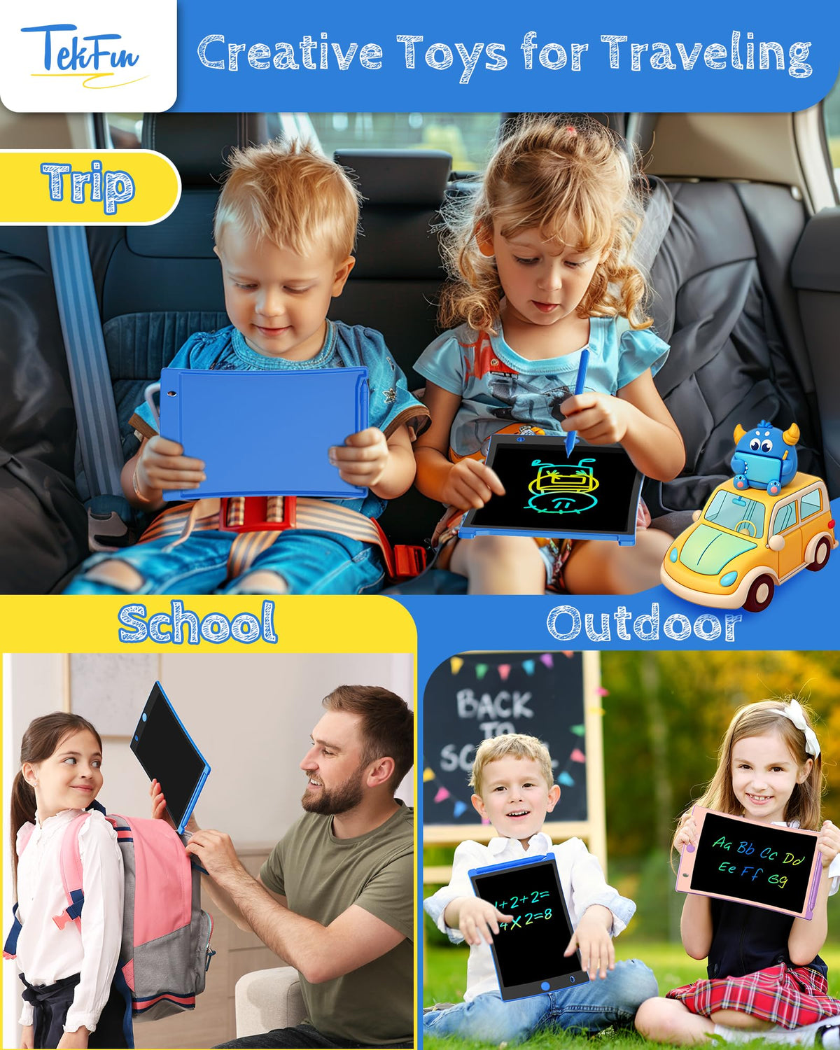 TEKFUN 2 Pack LCD Writing Tablet for Kids – 8.5-Inch Doodle Boards with Stylus