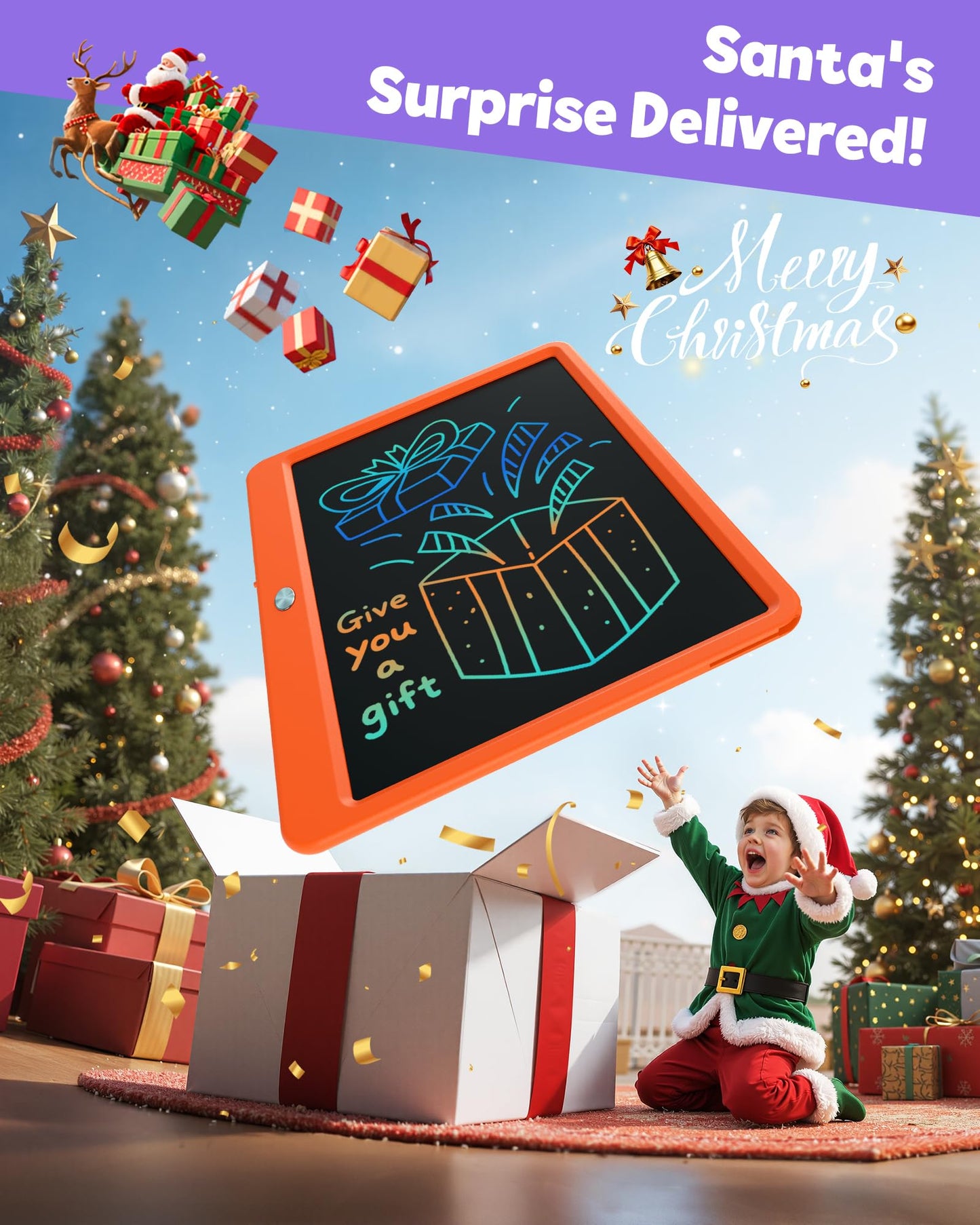 TEKFUN 12-Inch LCD Writing Tablet Doodle Board | Colorful Drawing Pad for Kids | Travel Essentials