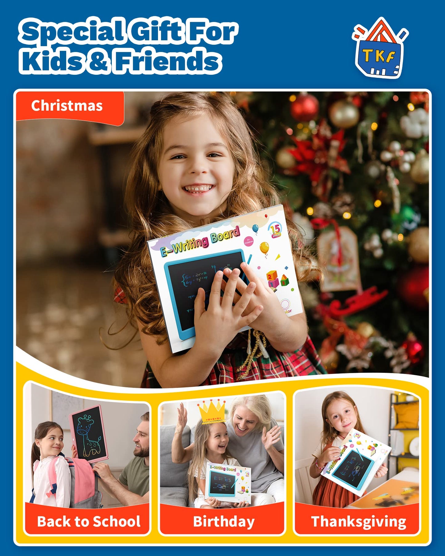 TEKFUN 15-Inch LCD Writing Tablet for Teens & Kids – Pink Doodle Board Gift