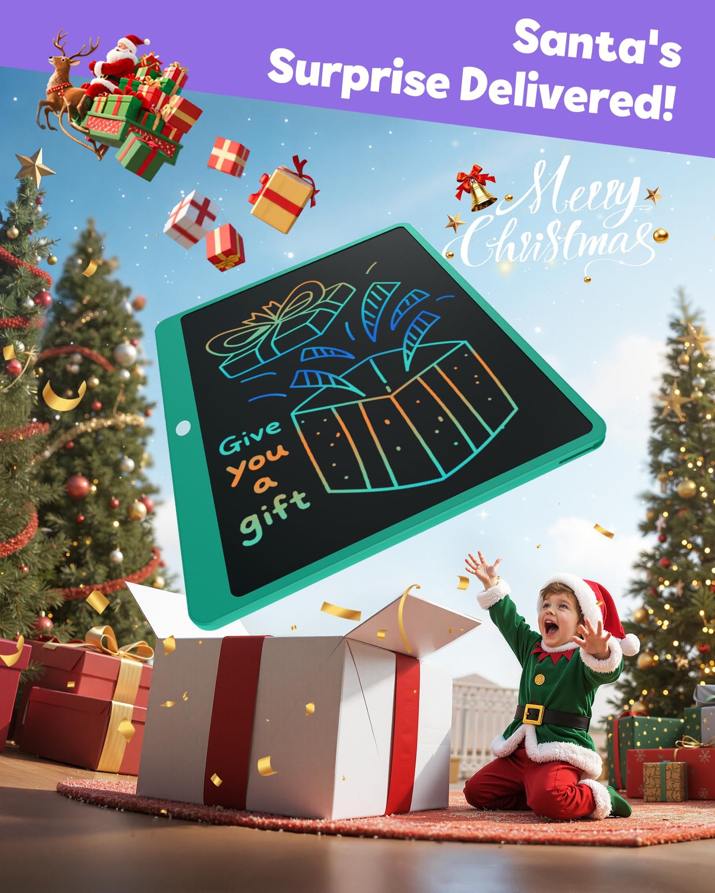 TEKFUN 16-Inch LCD Writing Tablet – Large Colorful Doodle Board for Adults & Kids (Green)