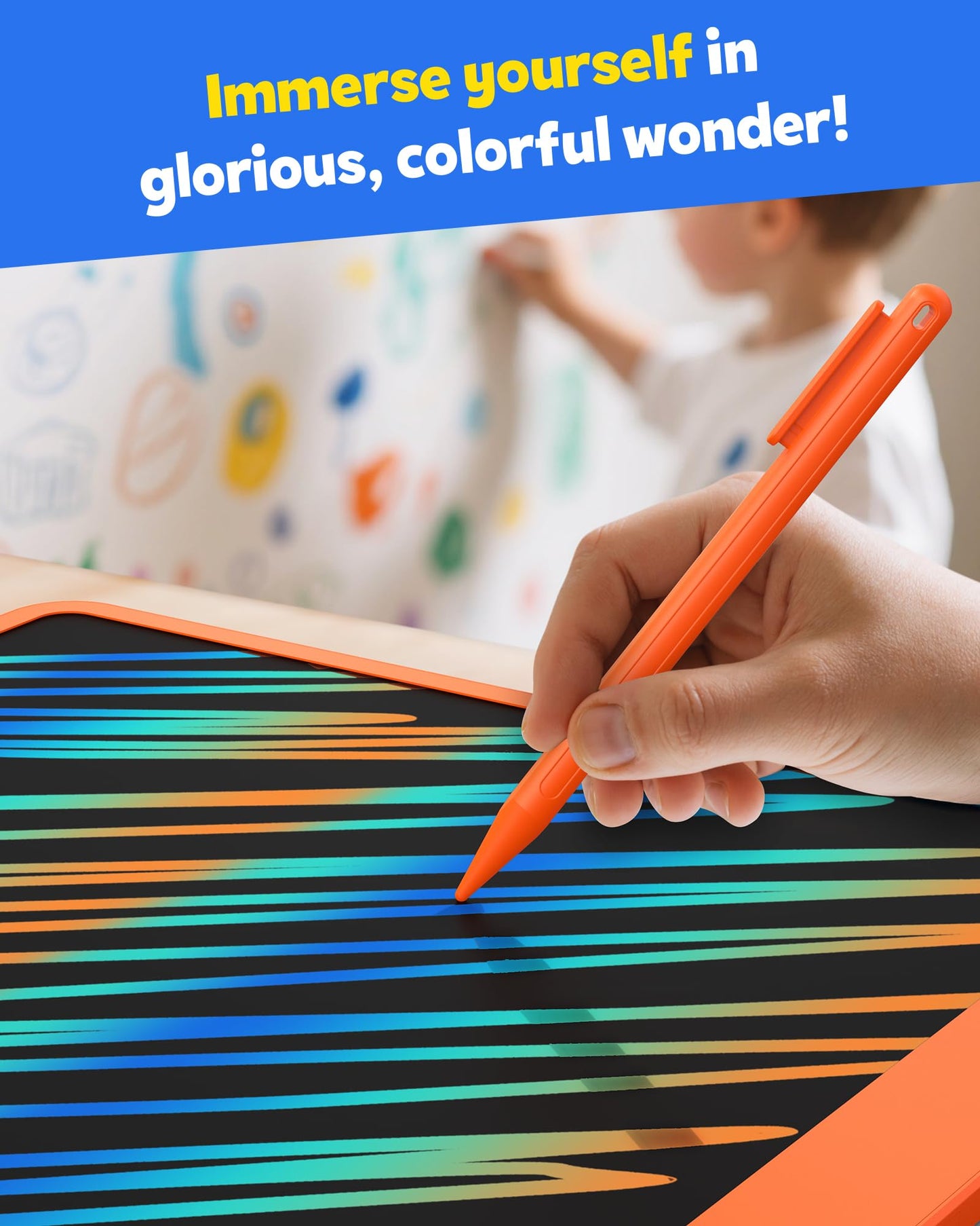 TEKFUN 16-Inch LCD Writing Tablet – Large Doodle Board (Orange)