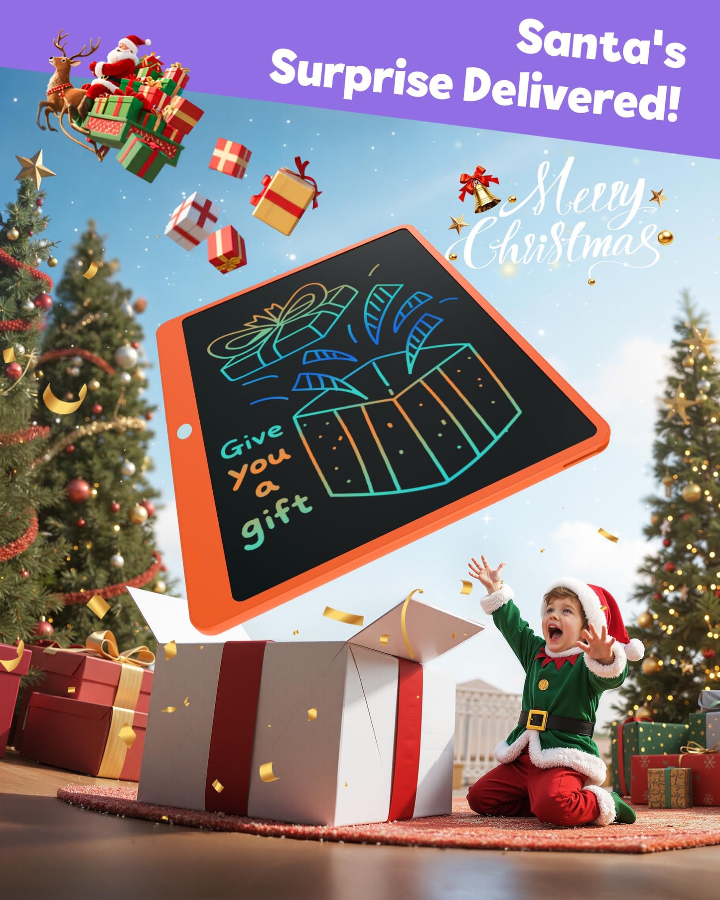 TEKFUN 16-Inch LCD Writing Tablet – Large Doodle Board (Orange)