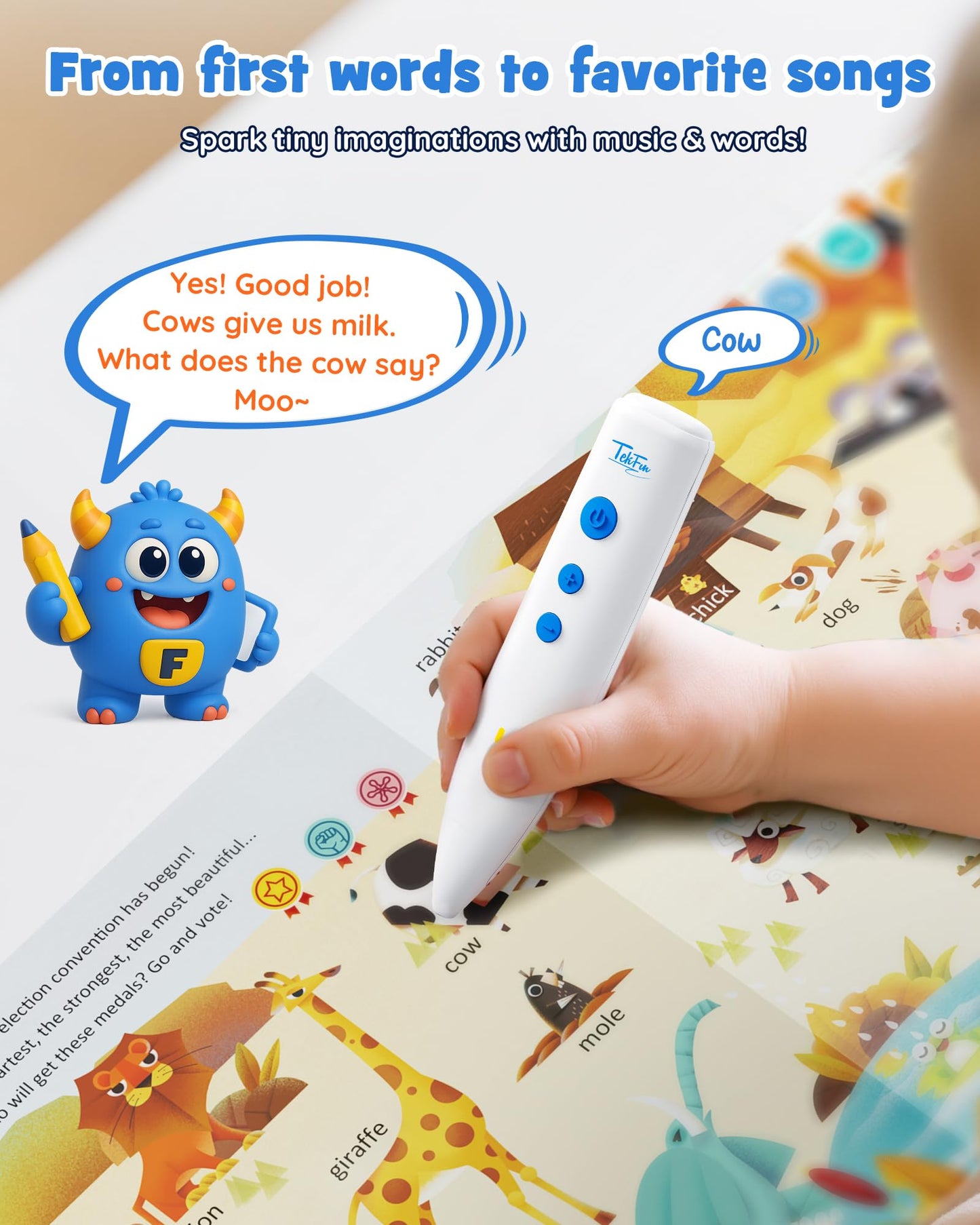 TEKFUN Musical Word Talking Pen Set – Interactive Reading for Toddlers and Kids