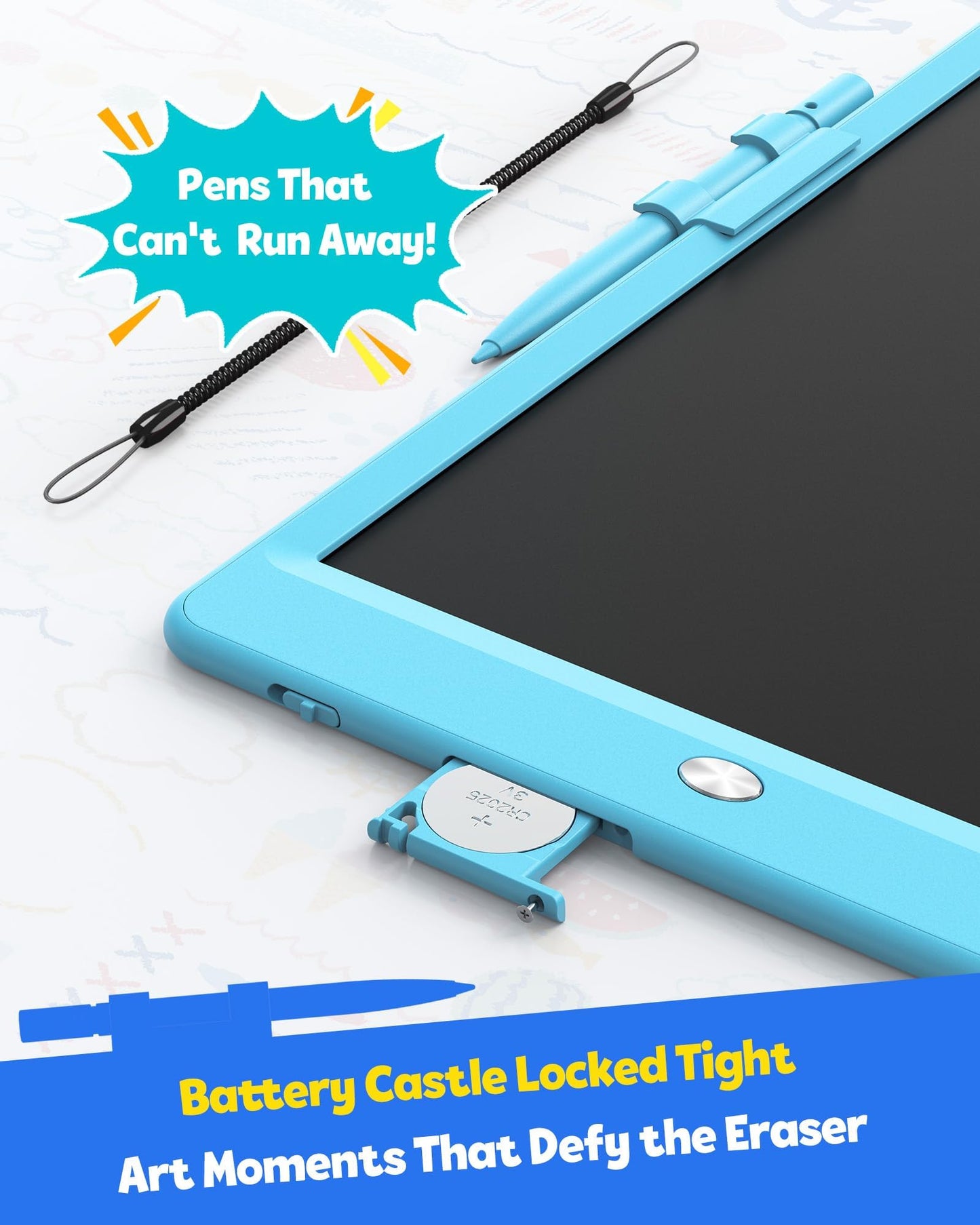 TEKFUN 10-Inch LCD Writing Tablet for Kids — Mess-Free Doodle Board (Blue)