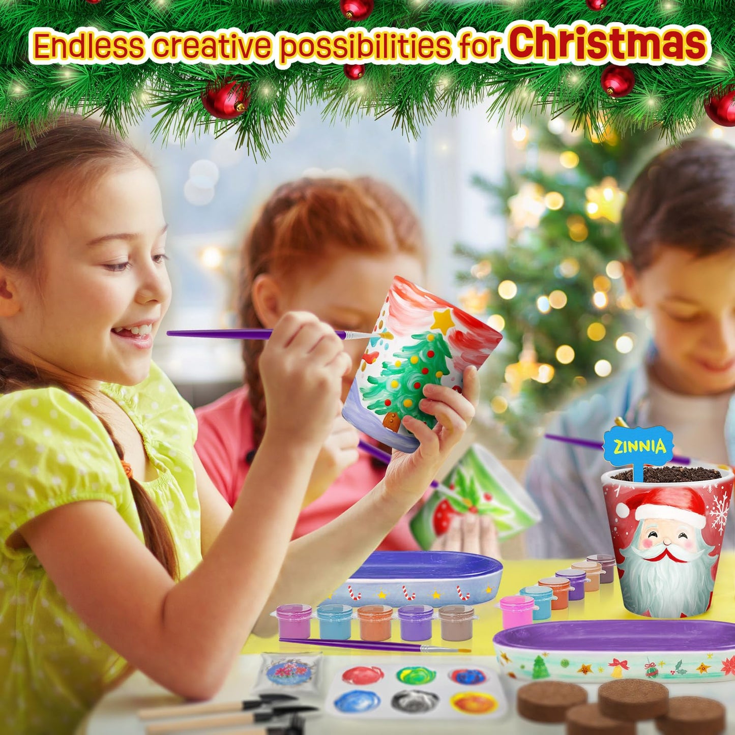 Tekoly 4-set Paint & Plant Flower Gardening Kit for Kids (Ages 5–12) – Creative Arts & Gardening Gift