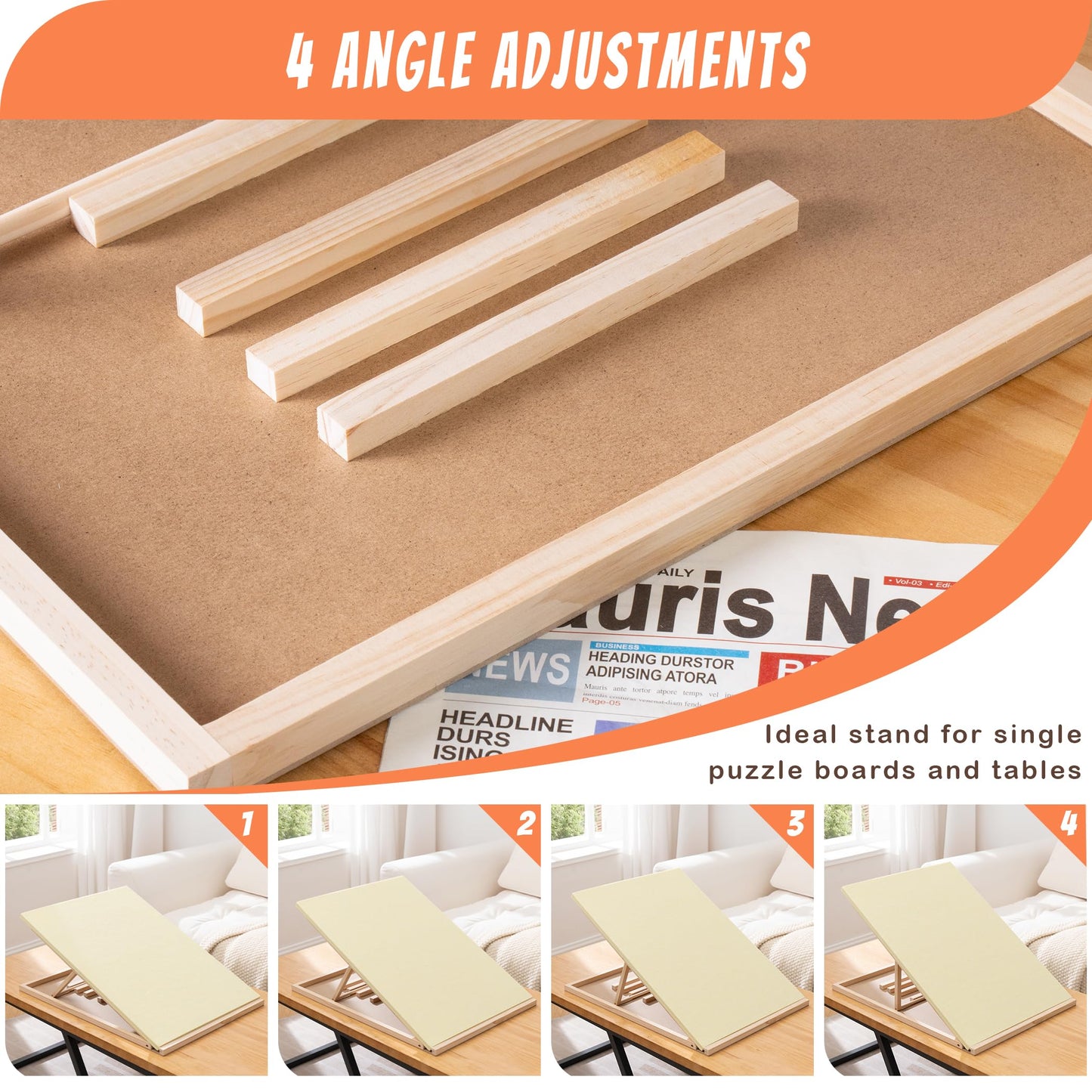 Tektalk Foldable Puzzle Board with 4-Angle Adjustable Stand – Lightweight, Portable (Up to 1500 pcs, Beige)