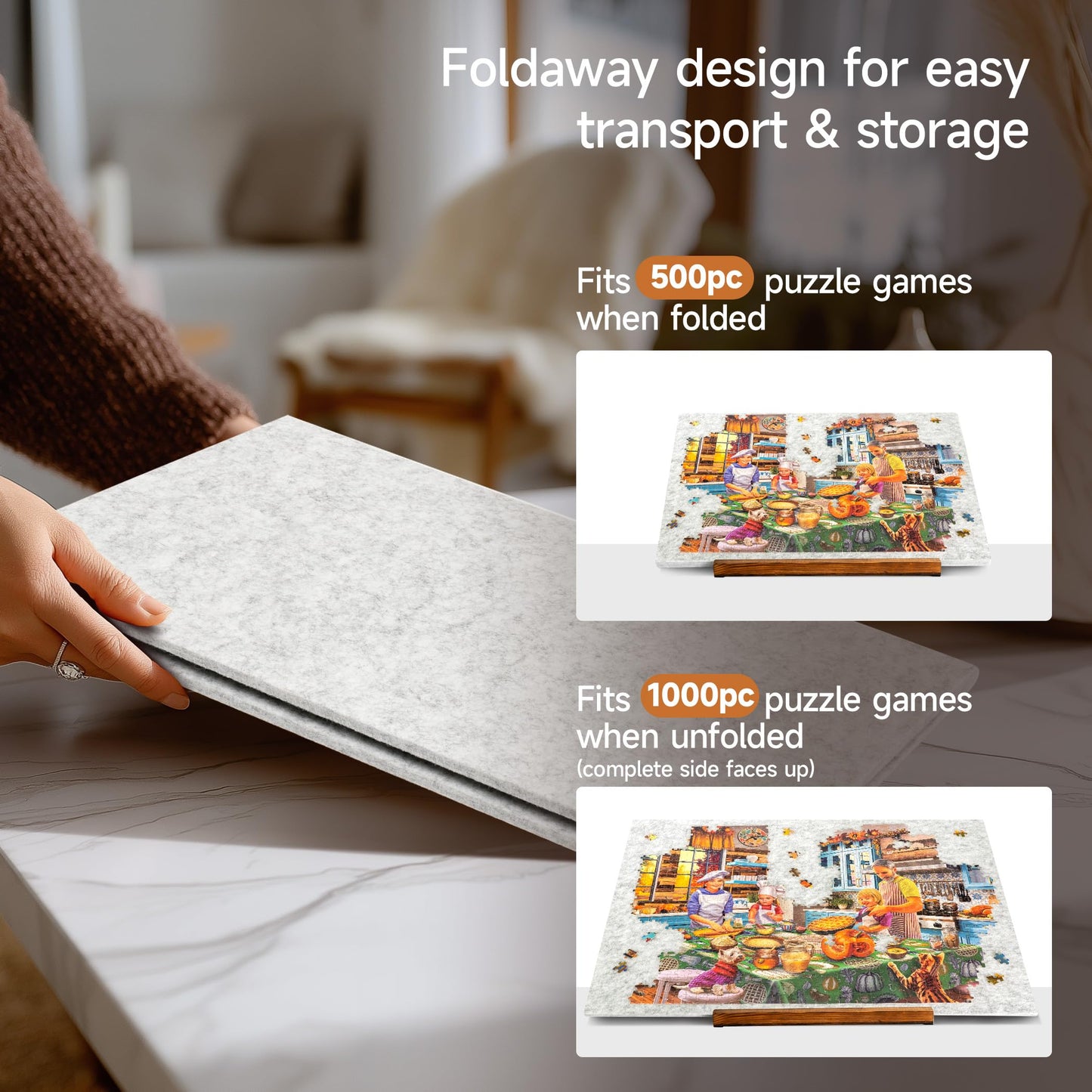 Tektalk Foldable Jigsaw Puzzle Board with Adjustable 3-Angle Stand – Lightweight & Portable for 1000-Piece Puzzles