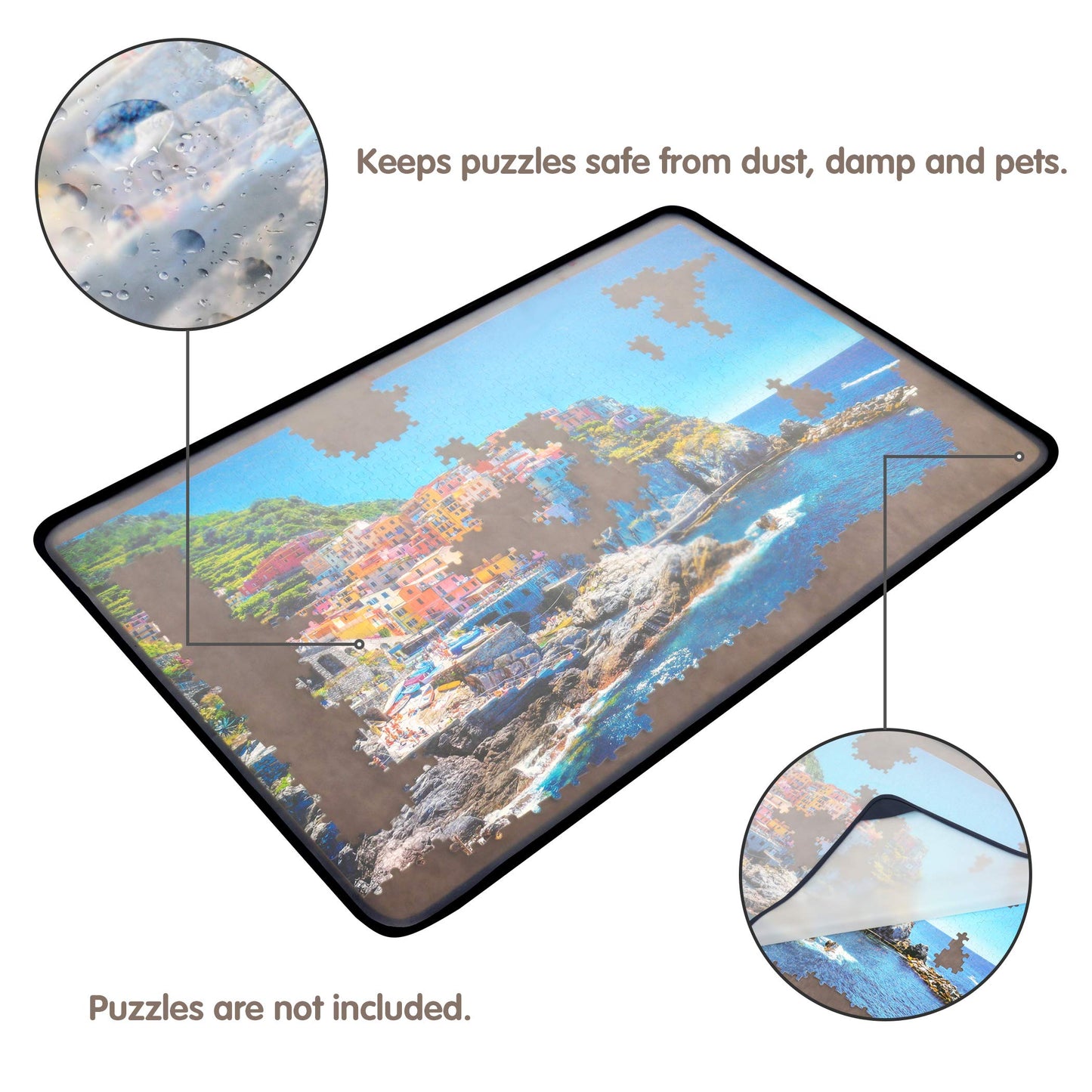 Tektalk Jigsaw Puzzle Board – Portable Puzzle Mat with Dustproof Cover (Up to 1000 Pieces, Gray)