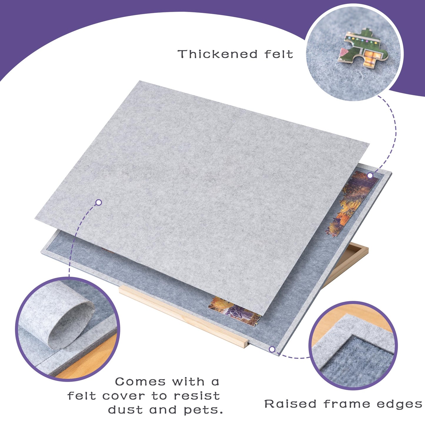 Tektalk Foldable Jigsaw Puzzle Board with 4-Angle Adjustable Stand | Lightweight, Portable, Up to 1500 Pieces (Gray)
