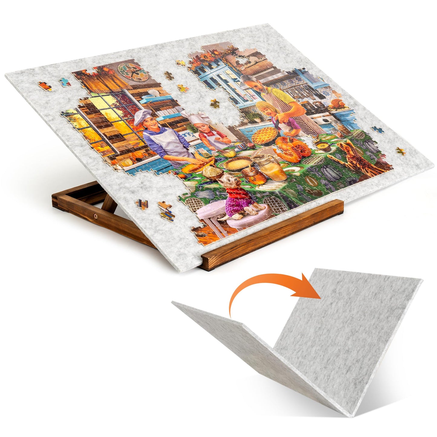 Tektalk Foldable Jigsaw Puzzle Board with Adjustable 3-Angle Stand – Lightweight & Portable for 1000-Piece Puzzles