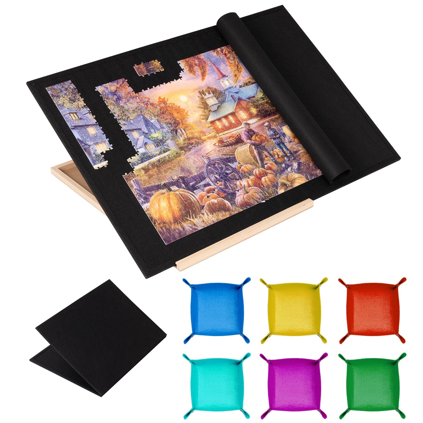 Tektalk Foldable Puzzle Board with 4-Position Adjustable Bracket – Portable, Durable, 1500-Piece Capacity