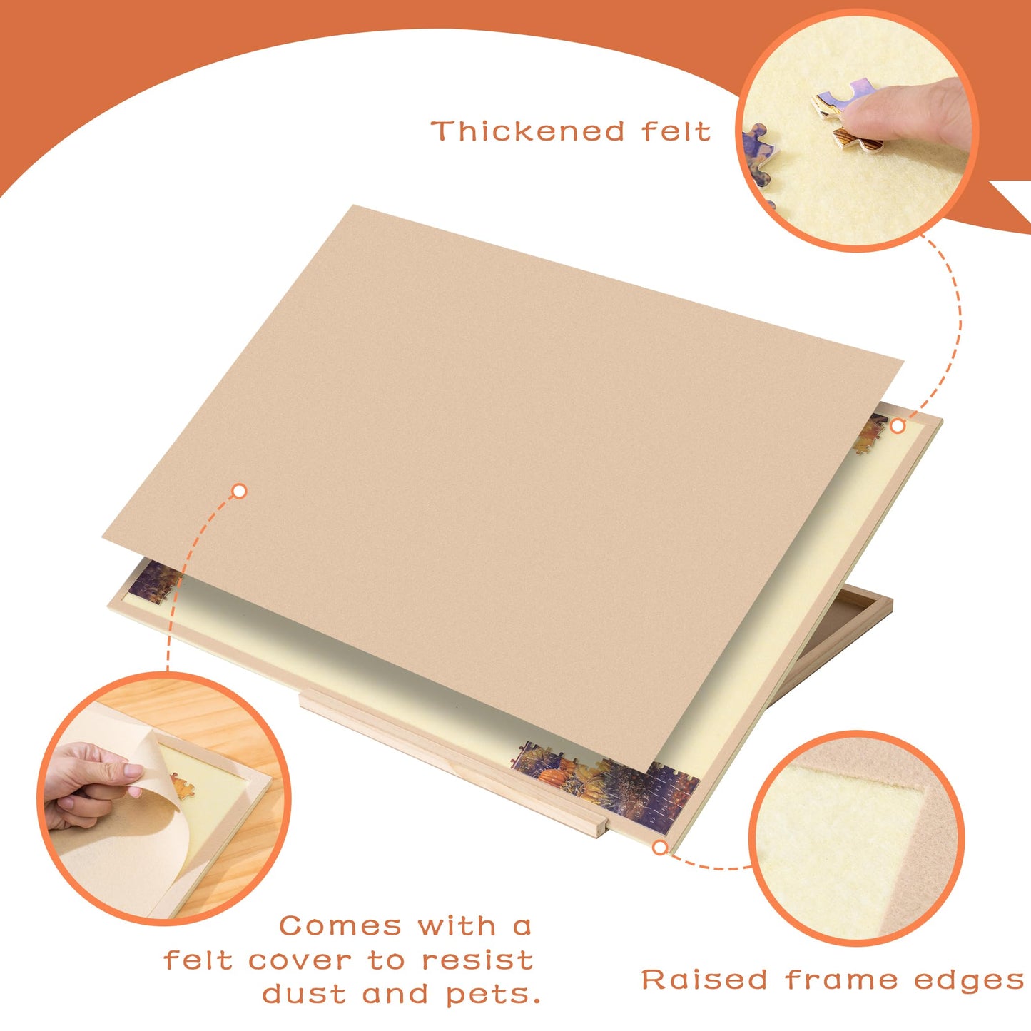 Tektalk Foldable Puzzle Board with 4-Angle Adjustable Stand – Lightweight, Portable (Up to 1500 pcs, Beige)