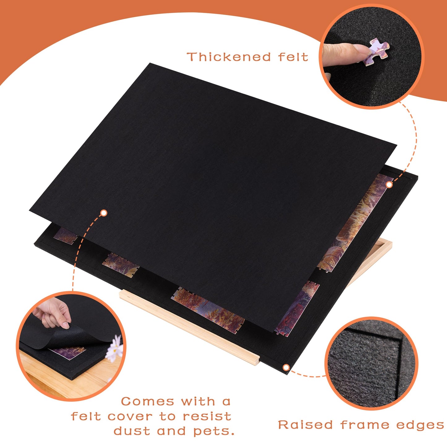 Tektalk Foldable Puzzle Board with 4-Position Adjustable Bracket – Portable, Durable, 1500-Piece Capacity
