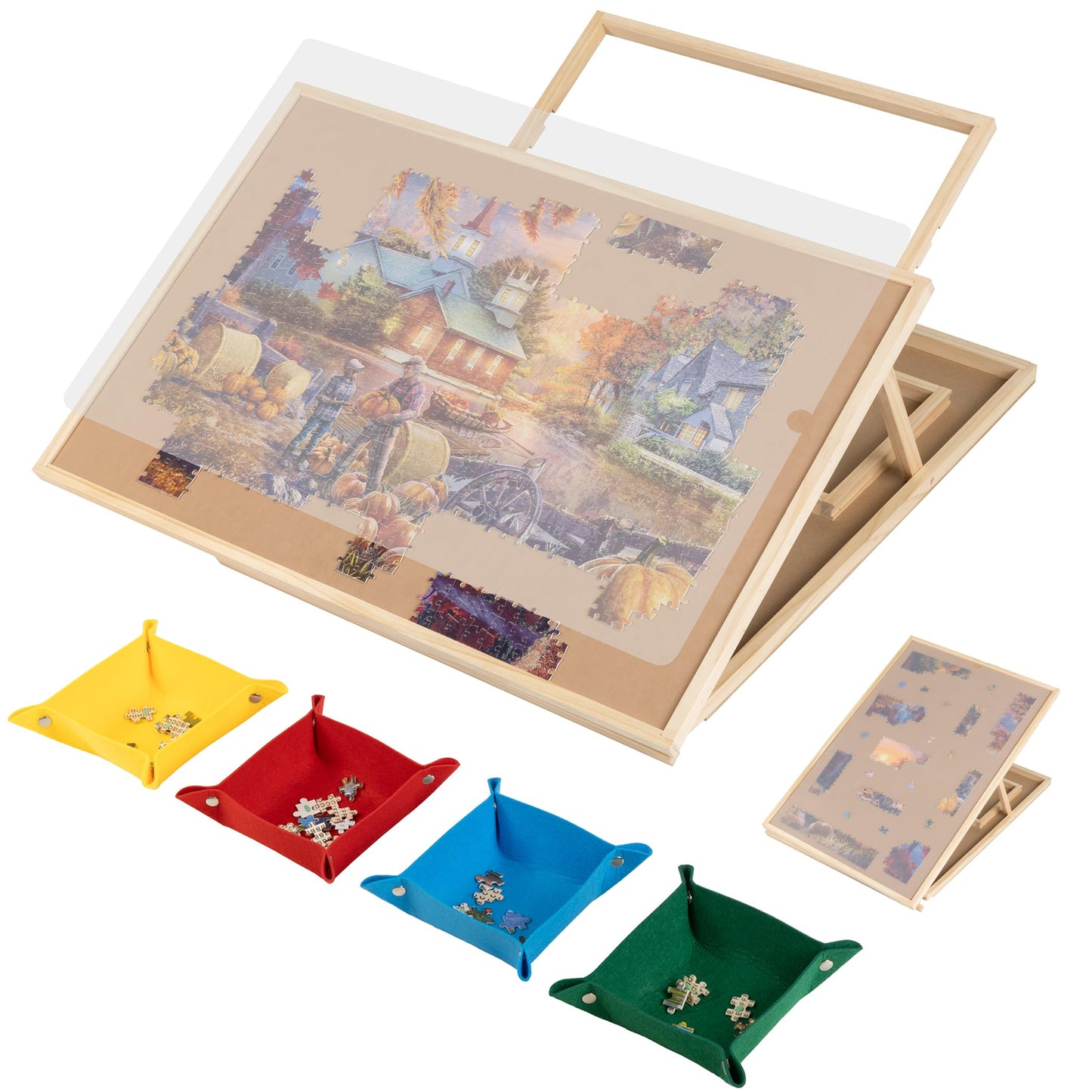 Tektalk Convertible Jigsaw Puzzle Board — Two-Way Use, 4 Trays, 1000-Piece Capacity