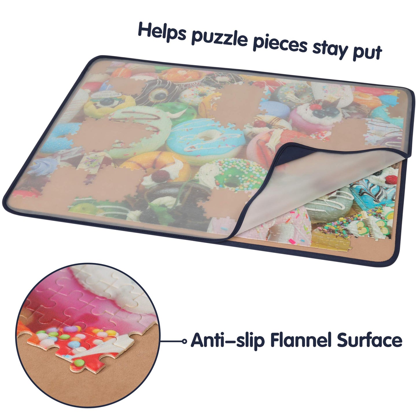 Tektalk Jigsaw Puzzle Board with Dustproof Cover — Up to 1500 Pieces (Khaki)