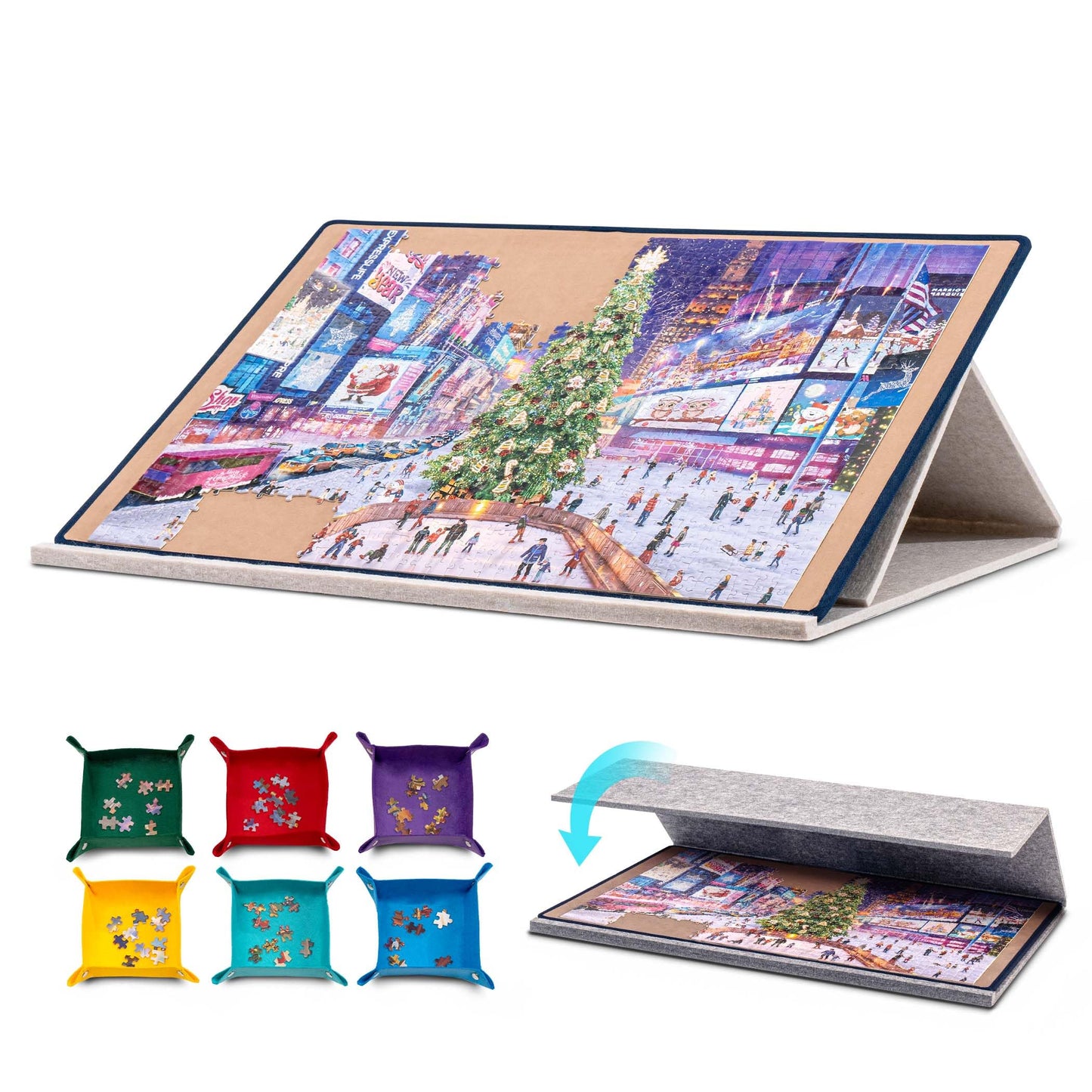 Tektalk Jigsaw Puzzle Board with 2-in-1 Cover & Stand, Khaki