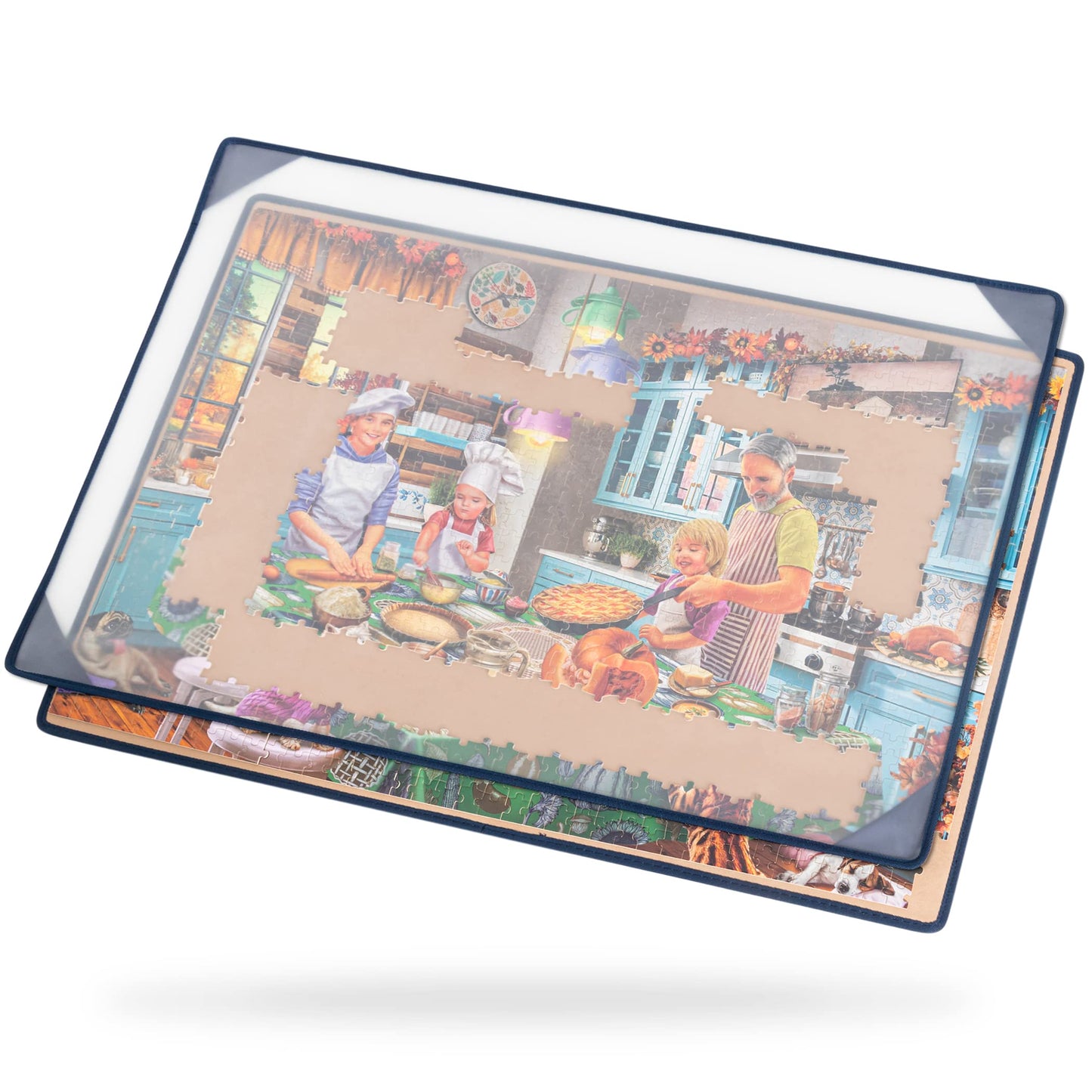 Tektalk Jigsaw Puzzle Board with Dustproof Cover – Portable, Non-Slip Surface, Up to 1000 Pieces (Khaki)