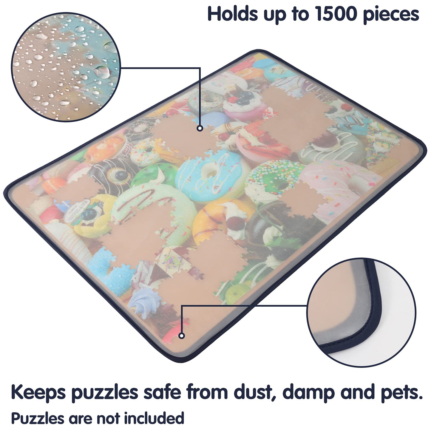 Tektalk Jigsaw Puzzle Board with Dustproof Cover — Up to 1500 Pieces (Khaki)