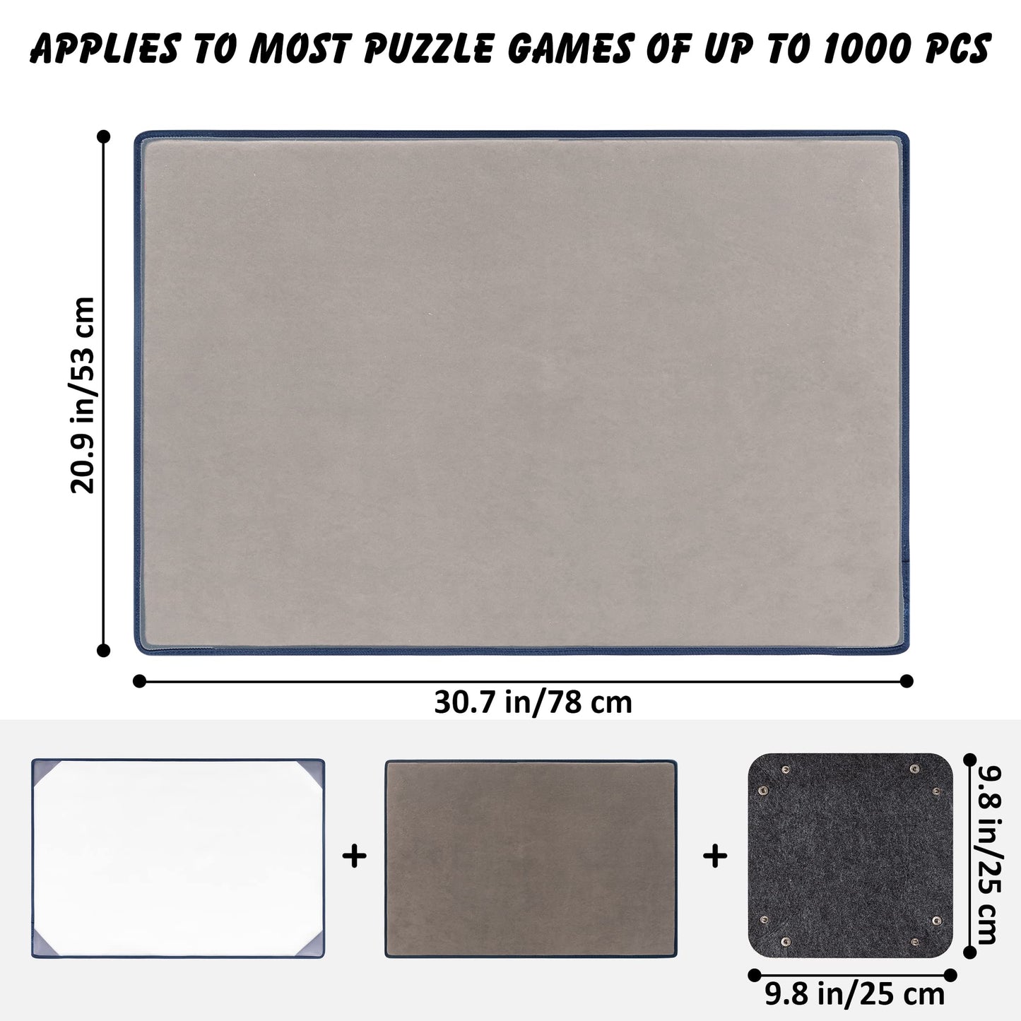 Tektalk Jigsaw Puzzle Board with 6 Sorting Trays – Portable, Dustproof & Non-Slip (Up to 1000 Pieces) – Gray