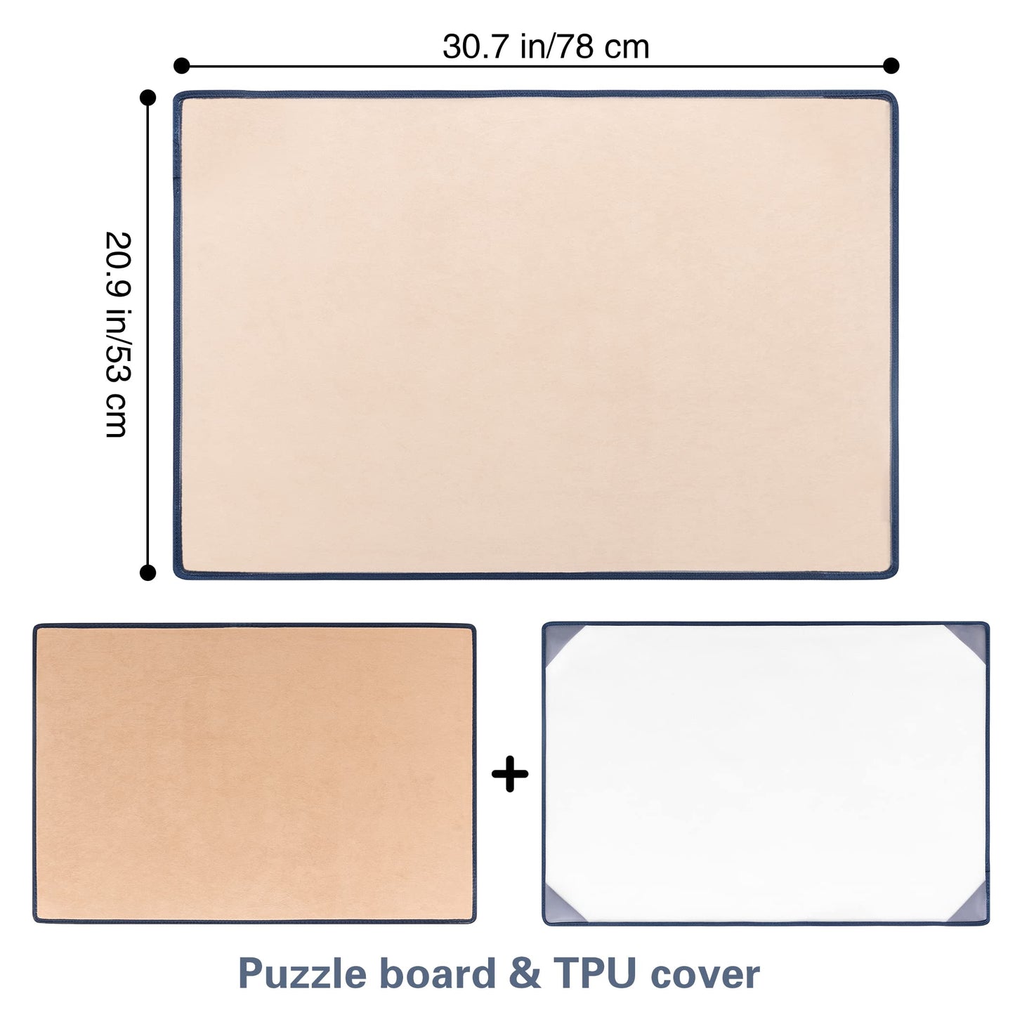 Tektalk Jigsaw Puzzle Board with Dustproof Cover – Portable, Non-Slip Surface, Up to 1000 Pieces (Khaki)