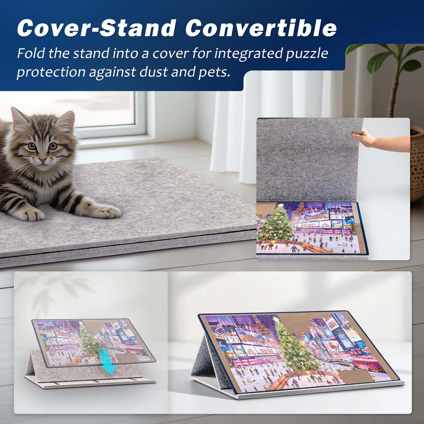 Tektalk Jigsaw Puzzle Board with 2-in-1 Cover & Stand, Khaki