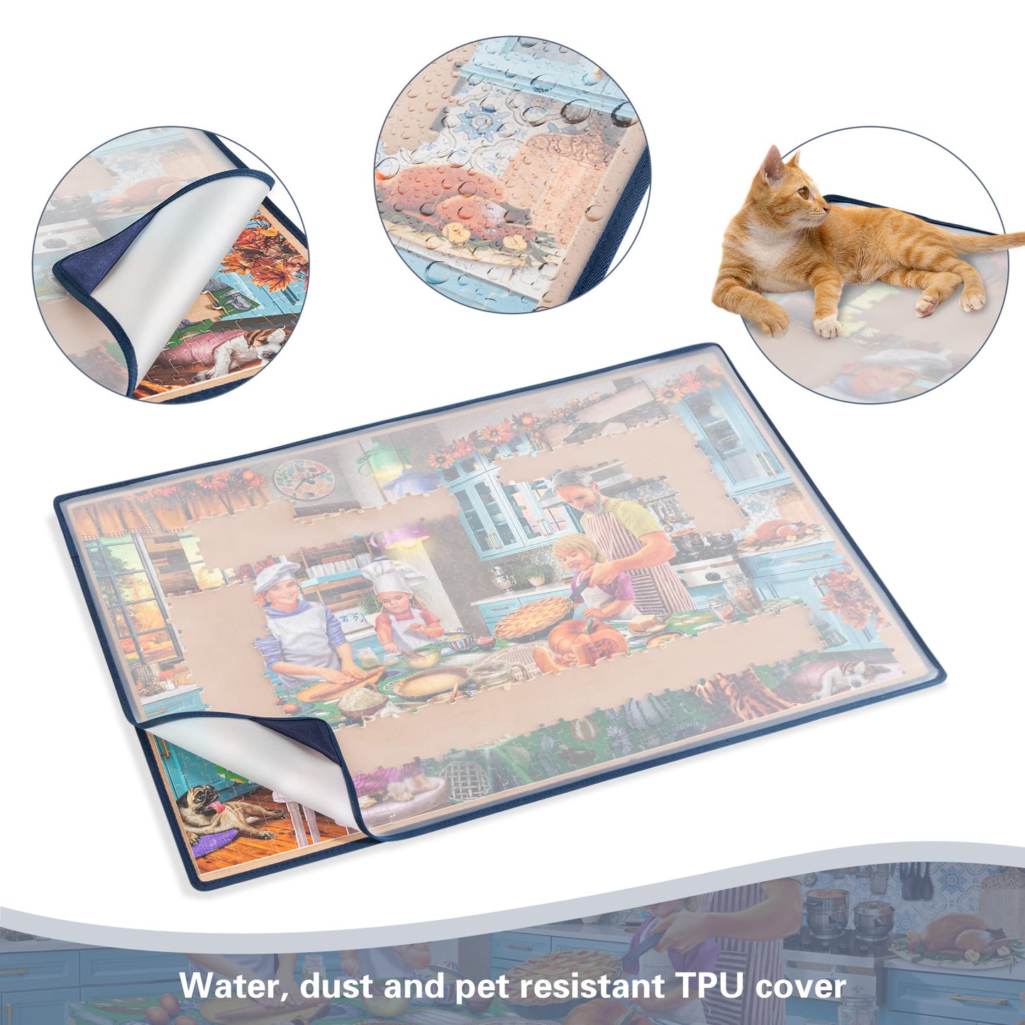 Tektalk Jigsaw Puzzle Board with Dustproof Cover – Portable, Non-Slip Surface, Up to 1000 Pieces (Khaki)