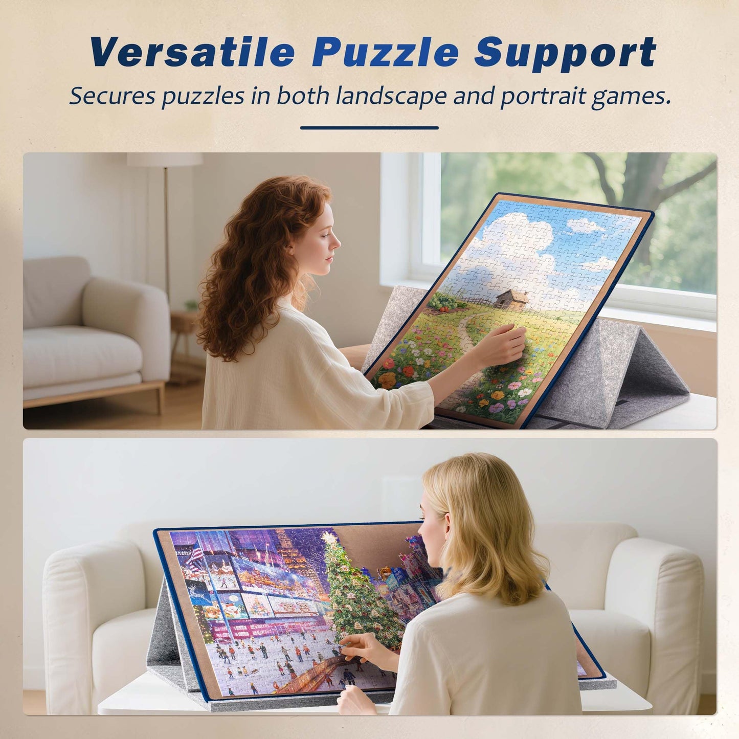 Tektalk Jigsaw Puzzle Board with 2-in-1 Cover & Stand, Khaki