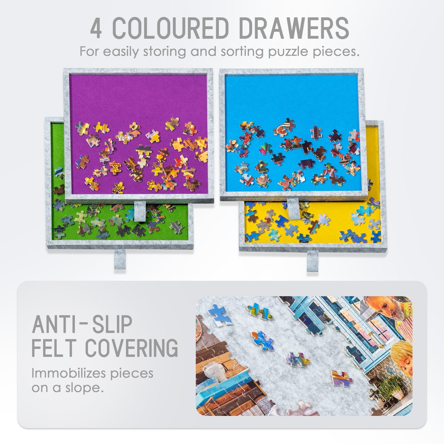 Tektalk Jigsaw Puzzle Table with Adjustable Stand — Lightweight Felt Board (Up to 1500 Pieces)