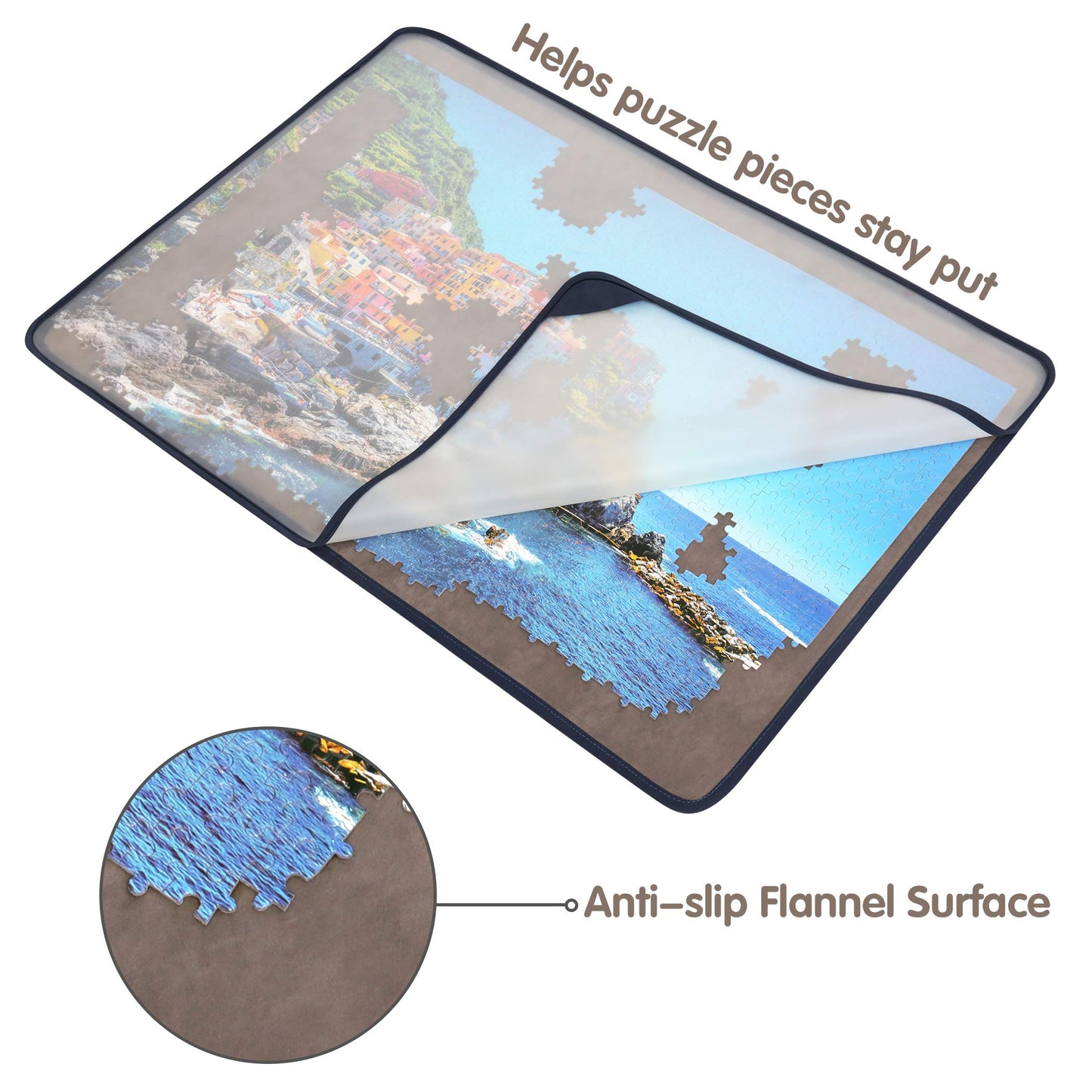 Tektalk Jigsaw Puzzle Board – Portable Puzzle Mat with Dustproof Cover (Up to 1000 Pieces, Gray)